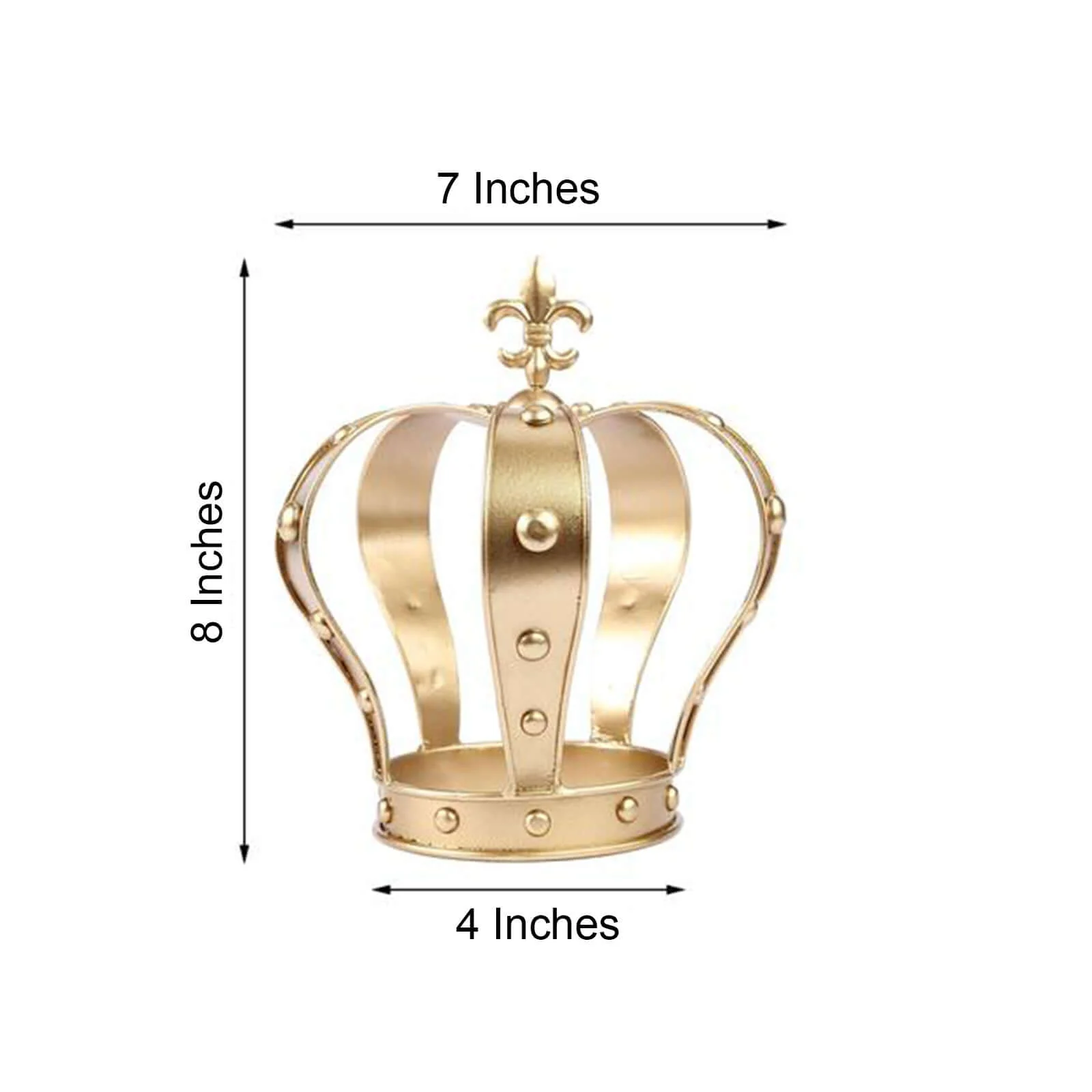 Metal Royal Crown Cake Topper 8" Gold Fleur-De-Lis Top - Majestic Cake Centerpiece Decoration for Formal & Grandiose Celebrations - Image 3