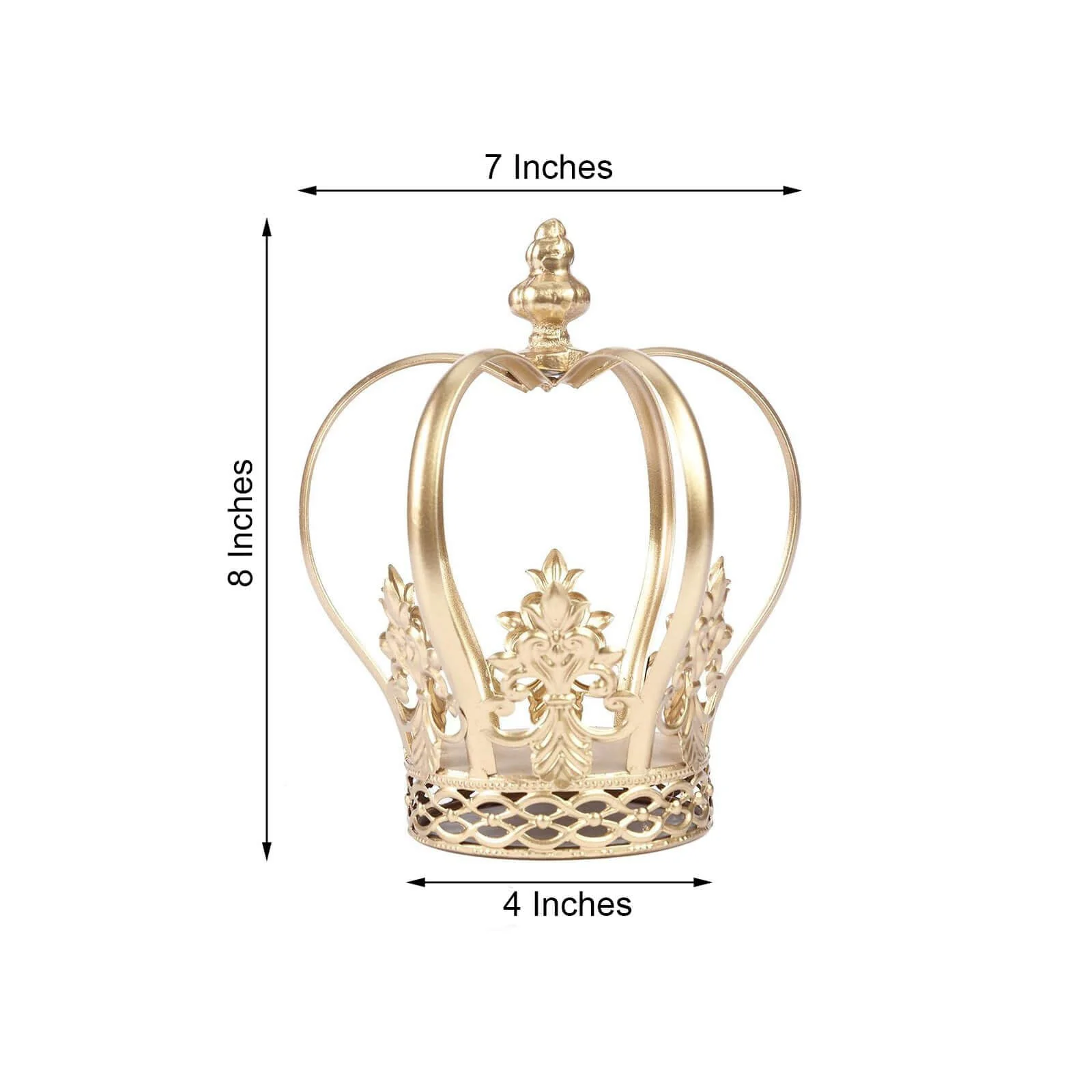 Metal Royal Crown Cake Topper 8" Gold with Fleur-De-Lis Sides - Reusable Cake Centerpiece Decoration for Lavish Events & Royal-Themed Celebrations - Image 3