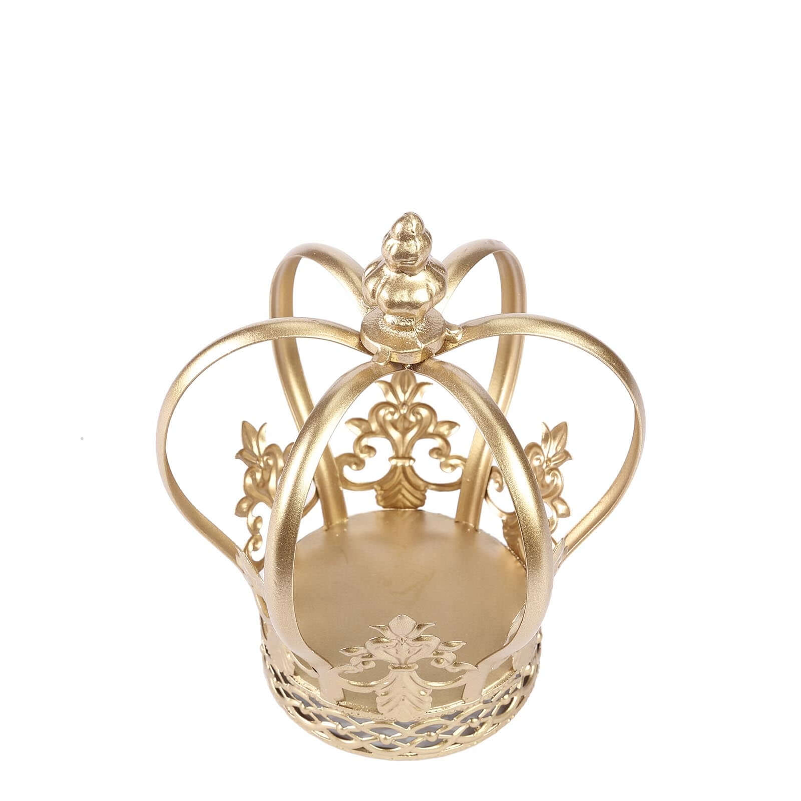 Metal Royal Crown Cake Topper 8" Gold with Fleur-De-Lis Sides - Reusable Cake Centerpiece Decoration for Lavish Events & Royal-Themed Celebrations - Image 8