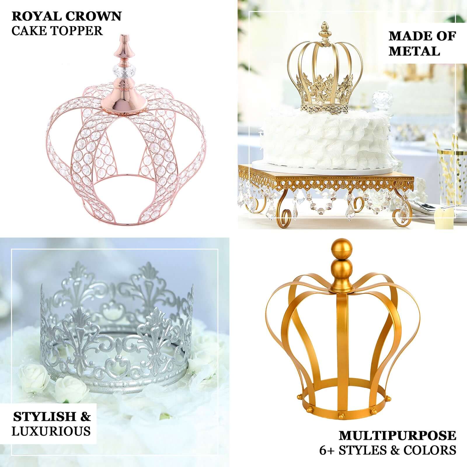 Metal Royal Crown Cake Topper 9" Matte Gold - Exquisite Cake Centerpiece Decor for Weddings & Parties - Image 4