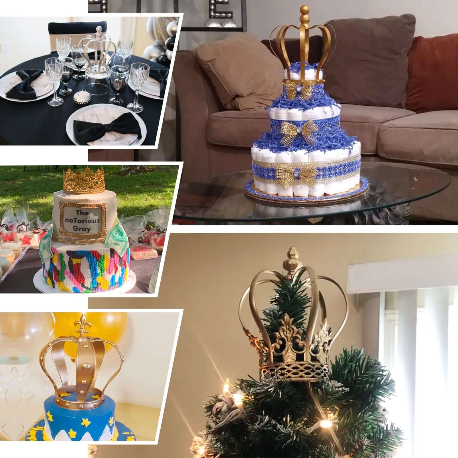 Metal Royal Crown Cake Topper 9" Matte Gold - Exquisite Cake Centerpiece Decor for Weddings & Parties - Image 5