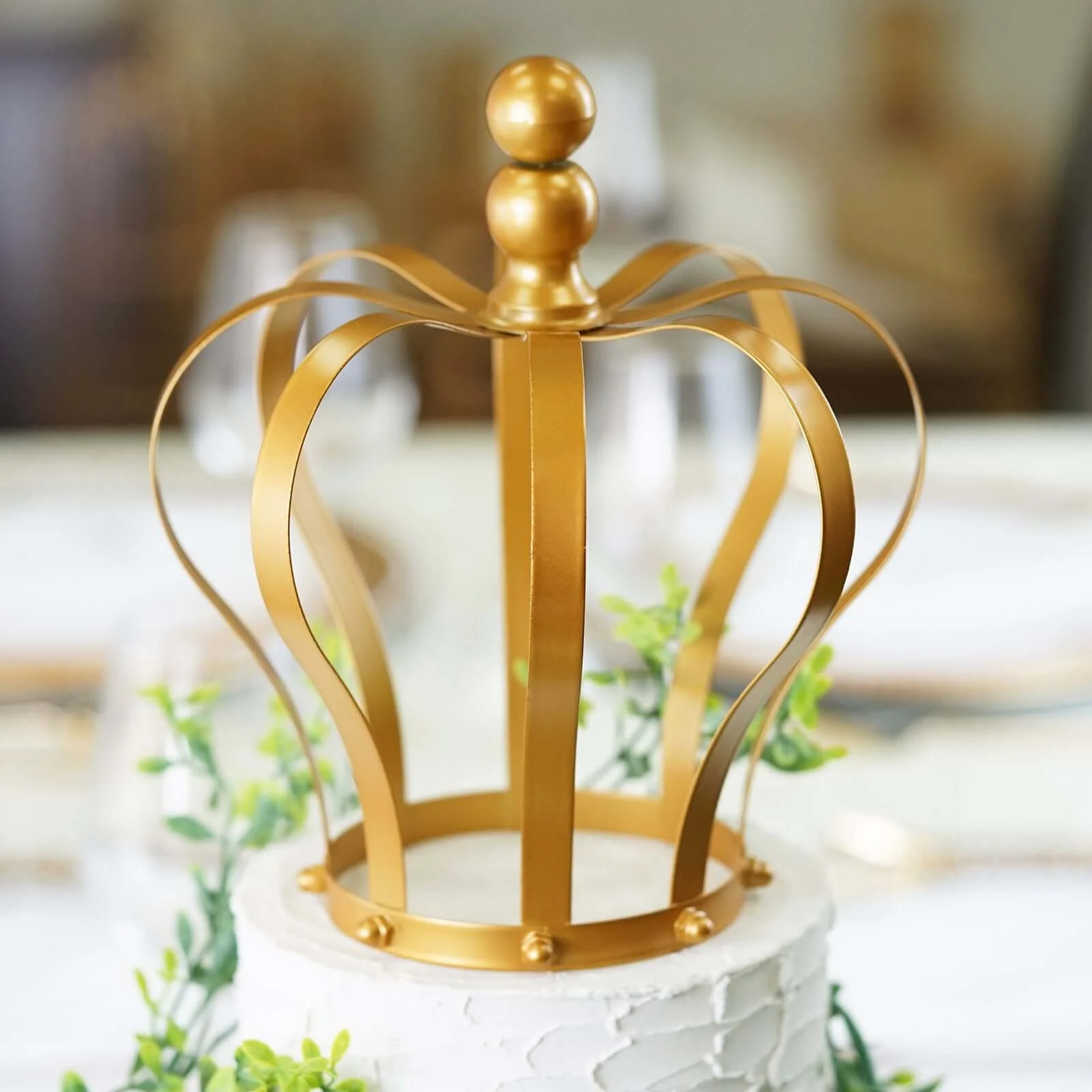 Metal Royal Crown Cake Topper 9" Matte Gold - Exquisite Cake Centerpiece Decor for Weddings & Parties - Image 6
