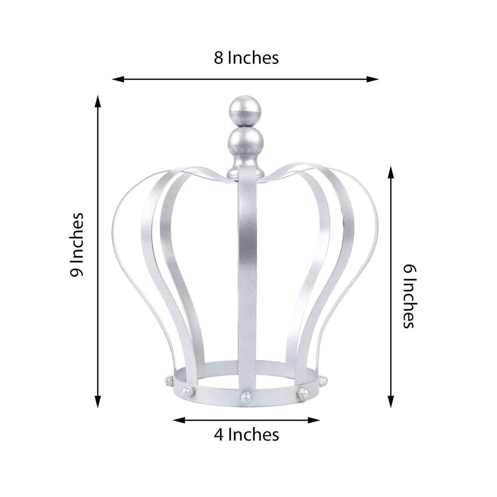 Metal Royal Crown Cake Topper 9" Matte Silver - Exquisite Cake Centerpiece Decor - Image 3