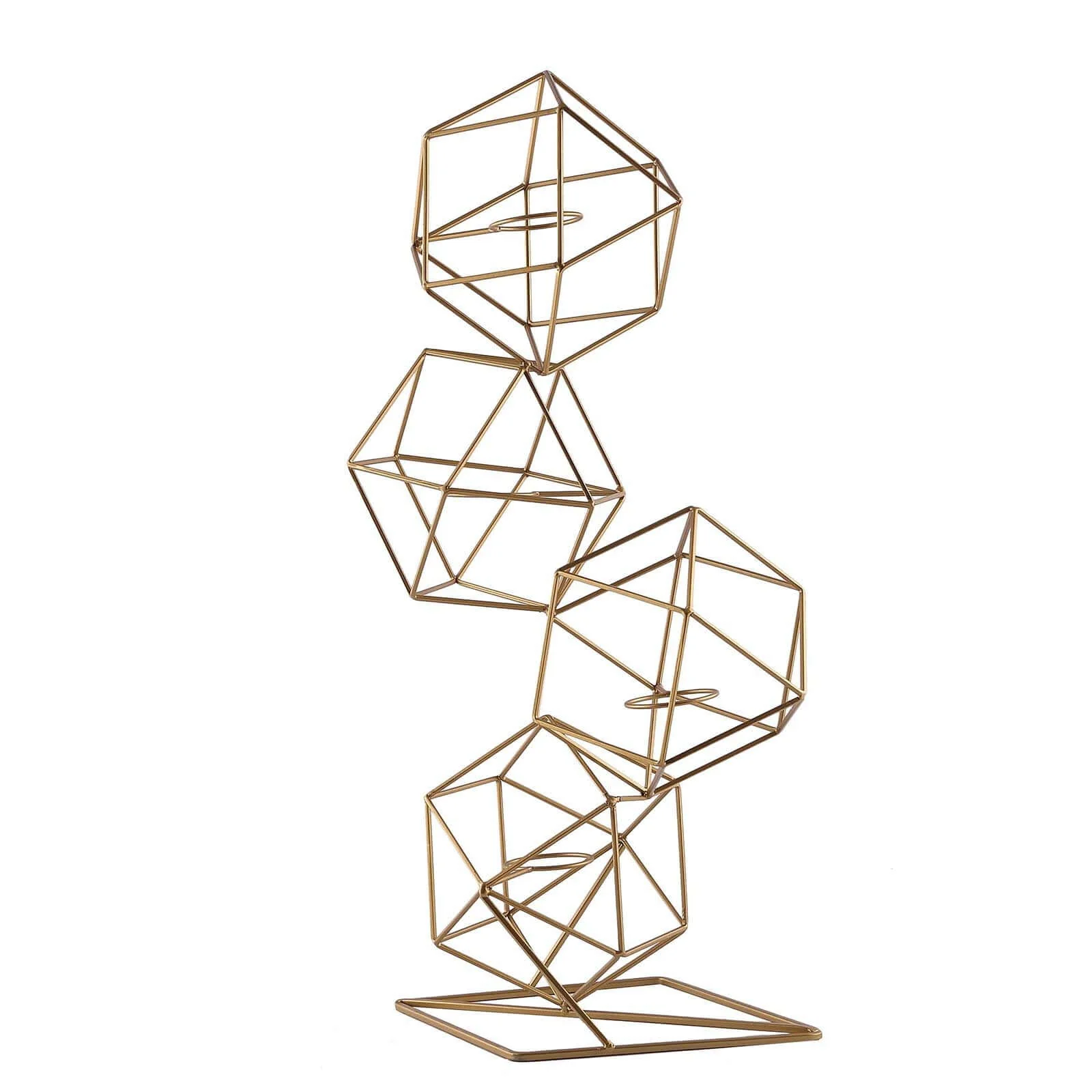 Metal Tealight Candle Holder 25" Linked Geometric Design with Votive Glass Holders Gold - Luxe Centerpieces for Weddings & Events - Image 7