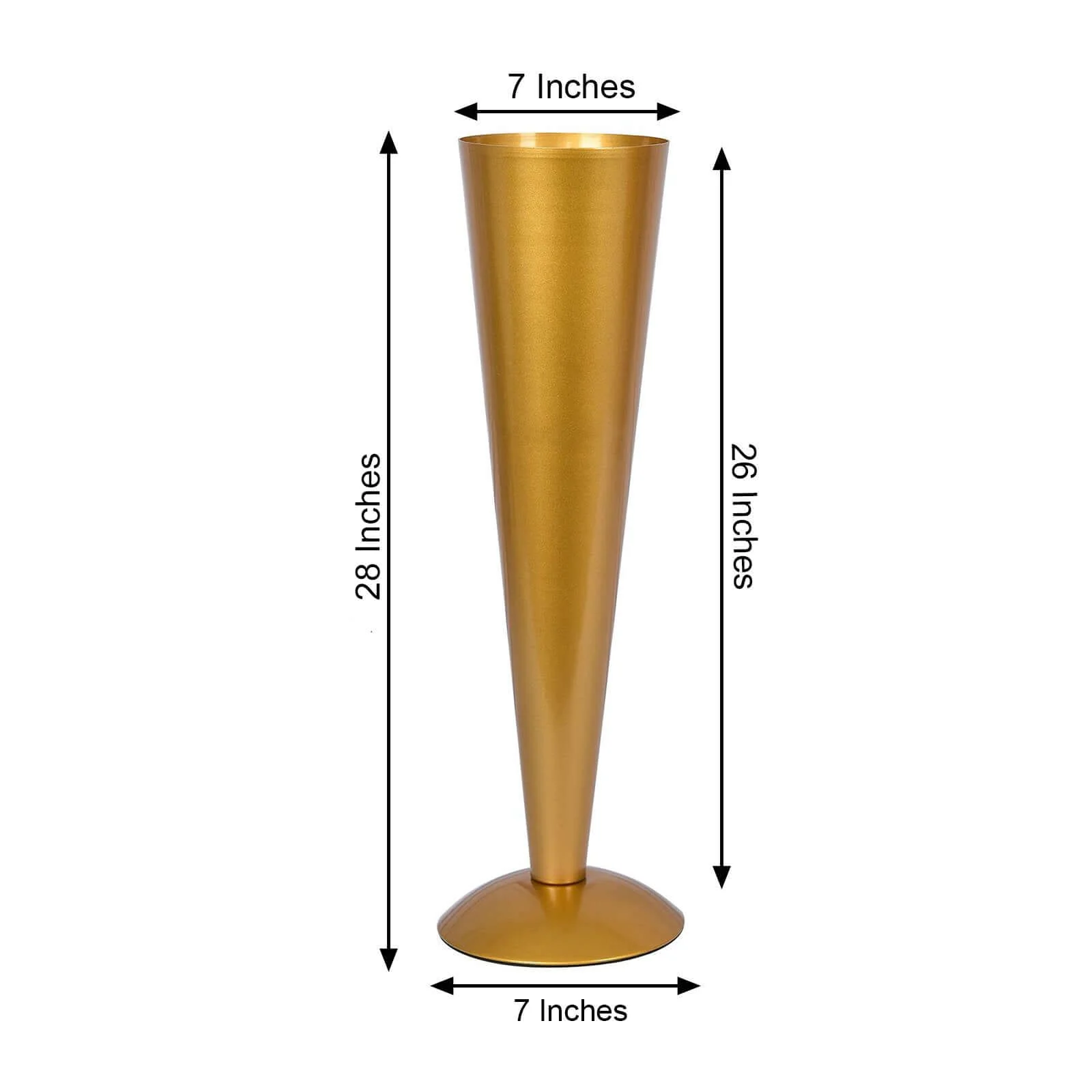 Metal Trumpet Flower Vase 28" Brushed Gold - Luxe Design for Sophisticated Event Centerpieces - Image 3