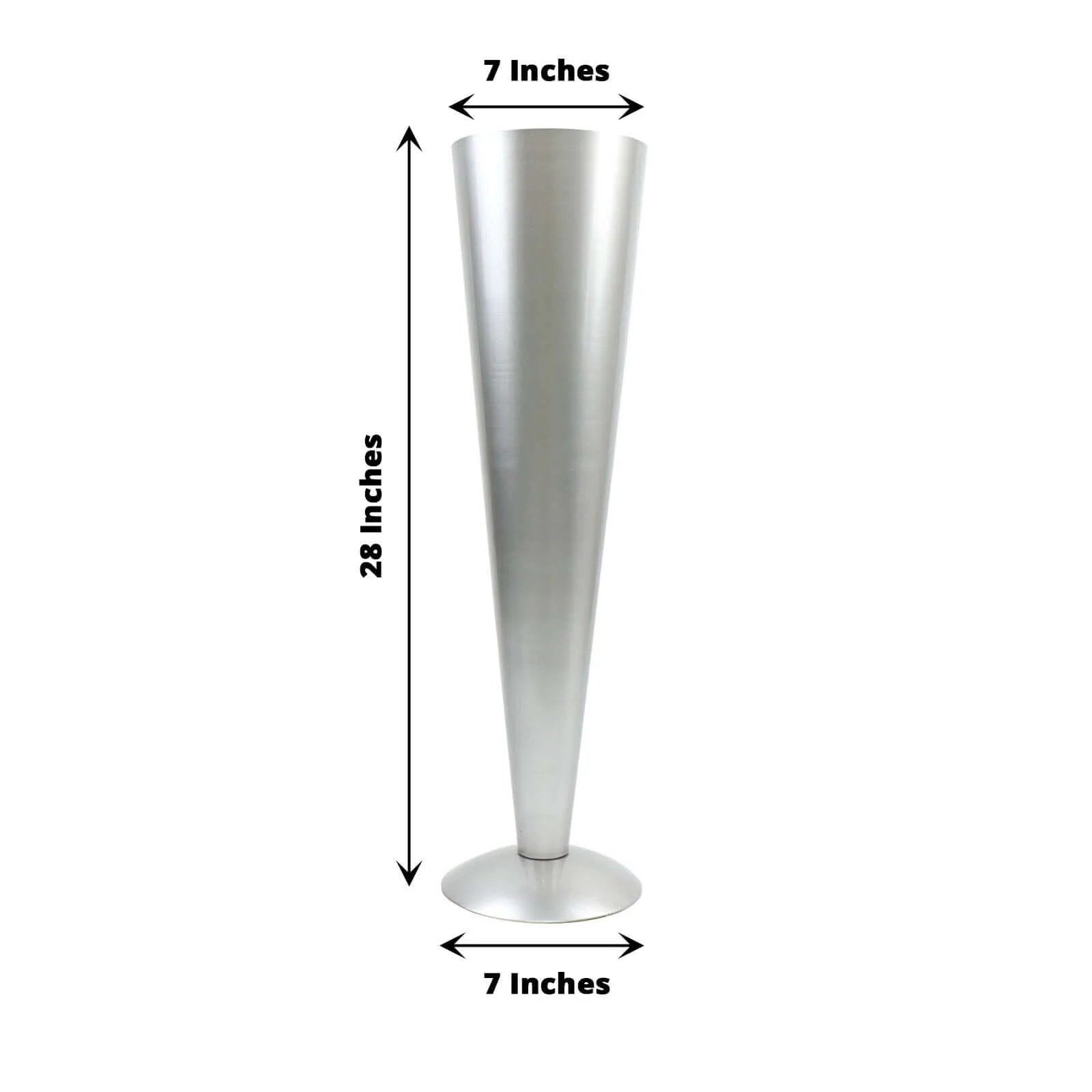 Metal Trumpet Flower Vase 28" Brushed Silver - Luxe Design Centerpieces - Image 7