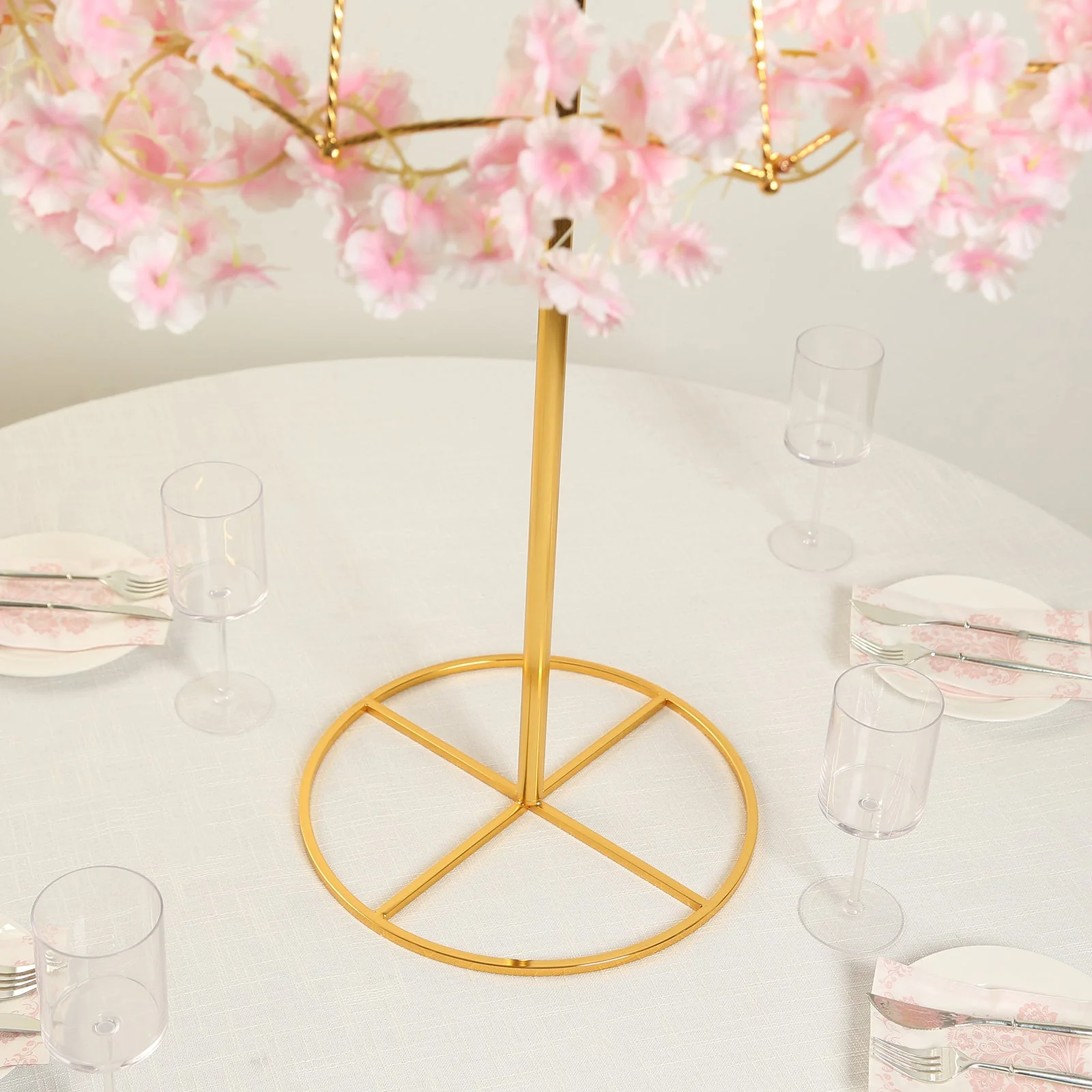 Metal Umbrella Flower Stand 42" Gold Round Base - Floral Frame Wedding Table Centerpiece - Image 6