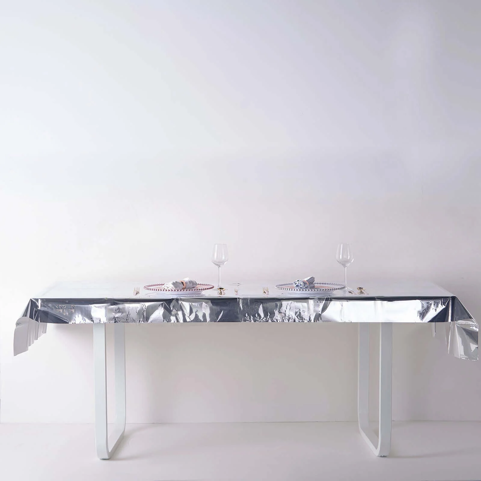 Metallic Foil Tablecloth 40"x90" Rectangle Silver - Disposable Party Table Cover - Image 12