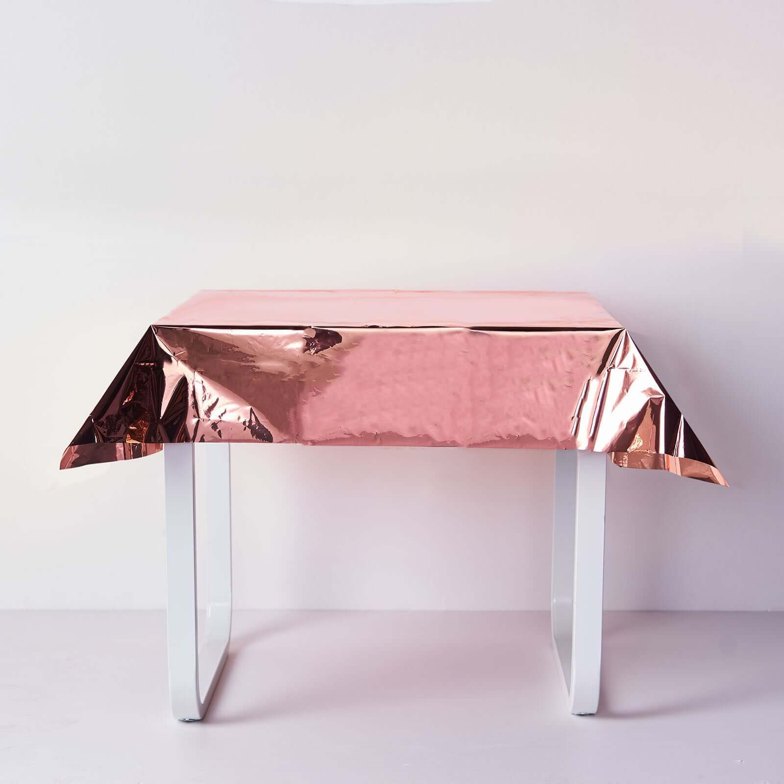 Metallic Foil Tablecloth 50"x50" Square Rose Gold - Disposable Table Cover for Events - Image 12