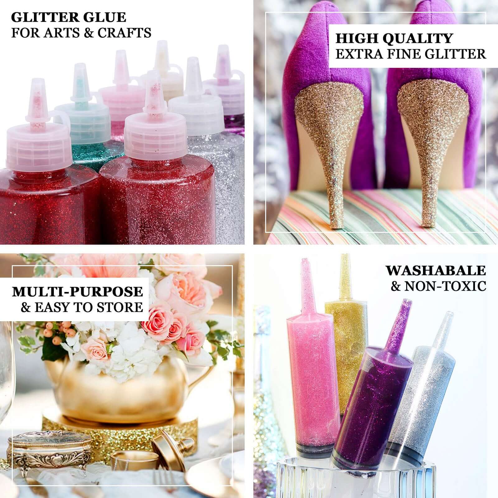 Metallic Glitter Glue 4 oz Bottle Rose Gold - Nontoxic Washable Art Glue for Creative DIY Projects Kids' Crafts & Party Decor - Image 4