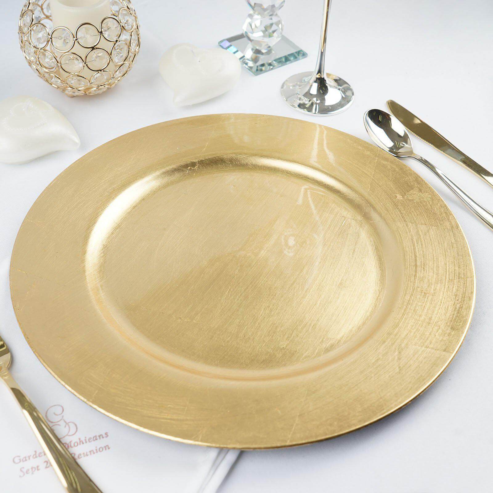 6-Pack Acrylic Plastic Charger Plates 13" Round Metallic Gold - Dinner Party Decor Charger Tableware - Image 7