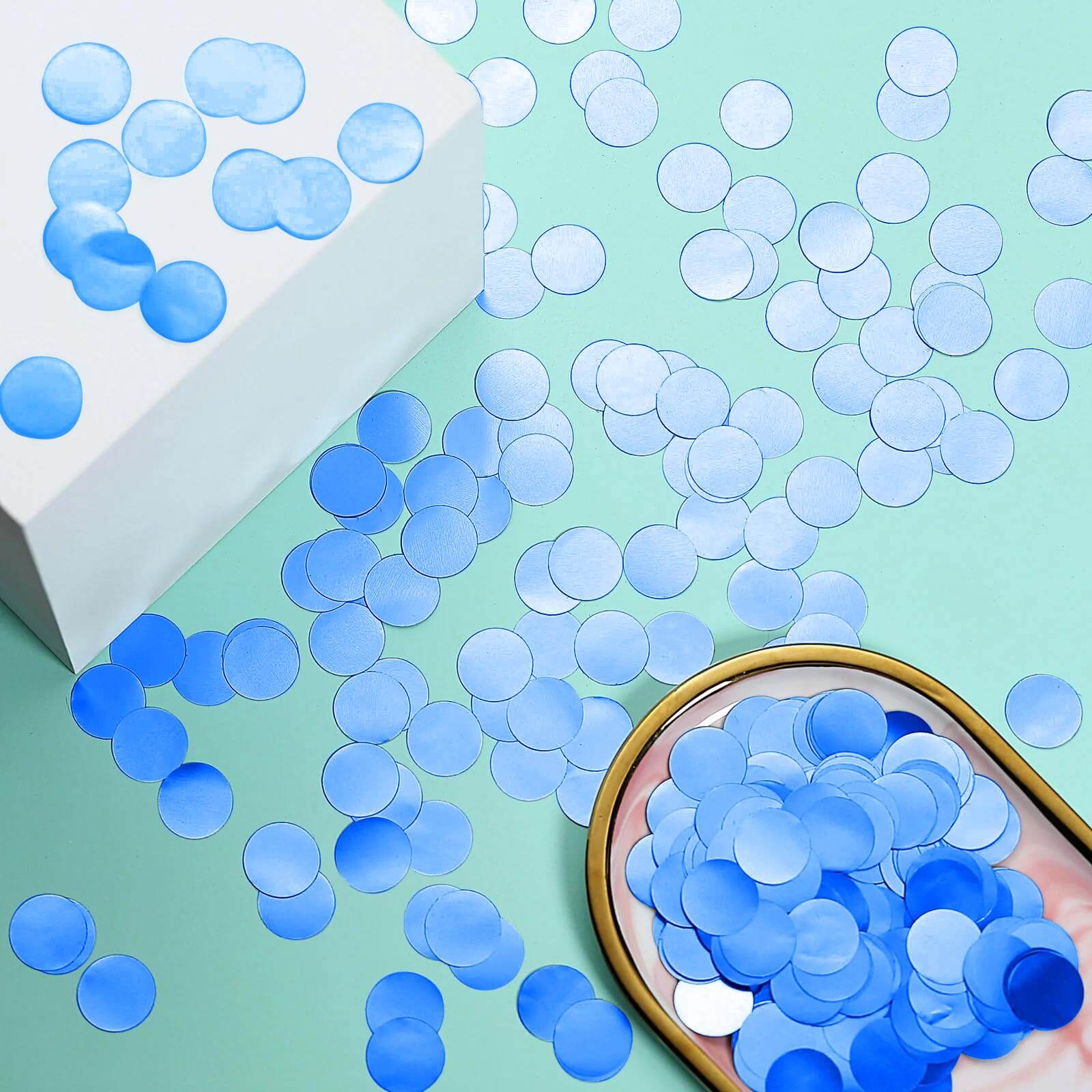 Metallic Round Party Confetti 18G Bag Dusty Blue Foil - Balloon Table Confetti Glitter Dots for Festive Weddings Baby Bridal Showers & Events - Image 11