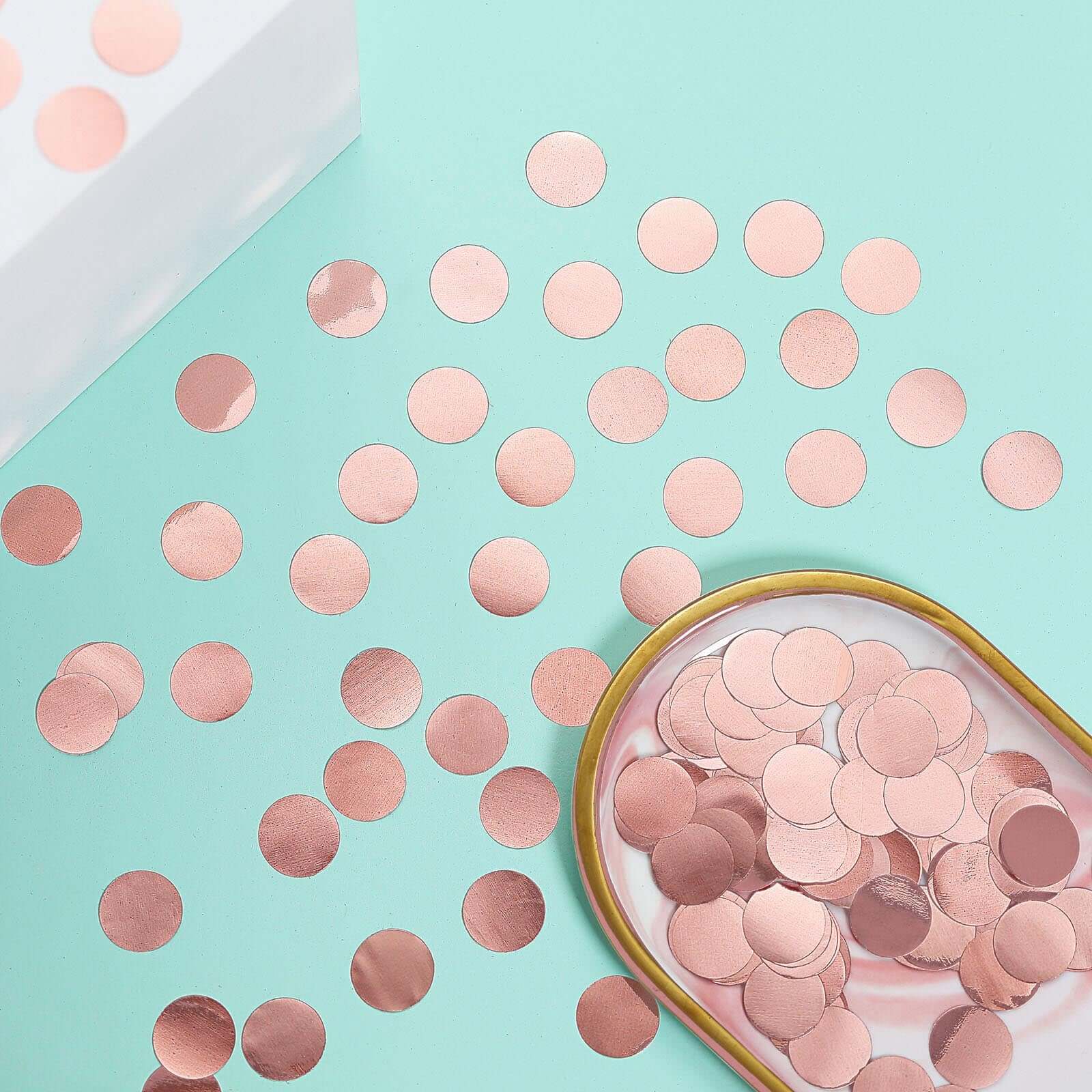 Metallic Round Party Confetti 18G Bag Rose Gold Foil - Balloon Table Confetti Glitter Dots for Festive Weddings Baby Bridal Showers & Events - Image 5