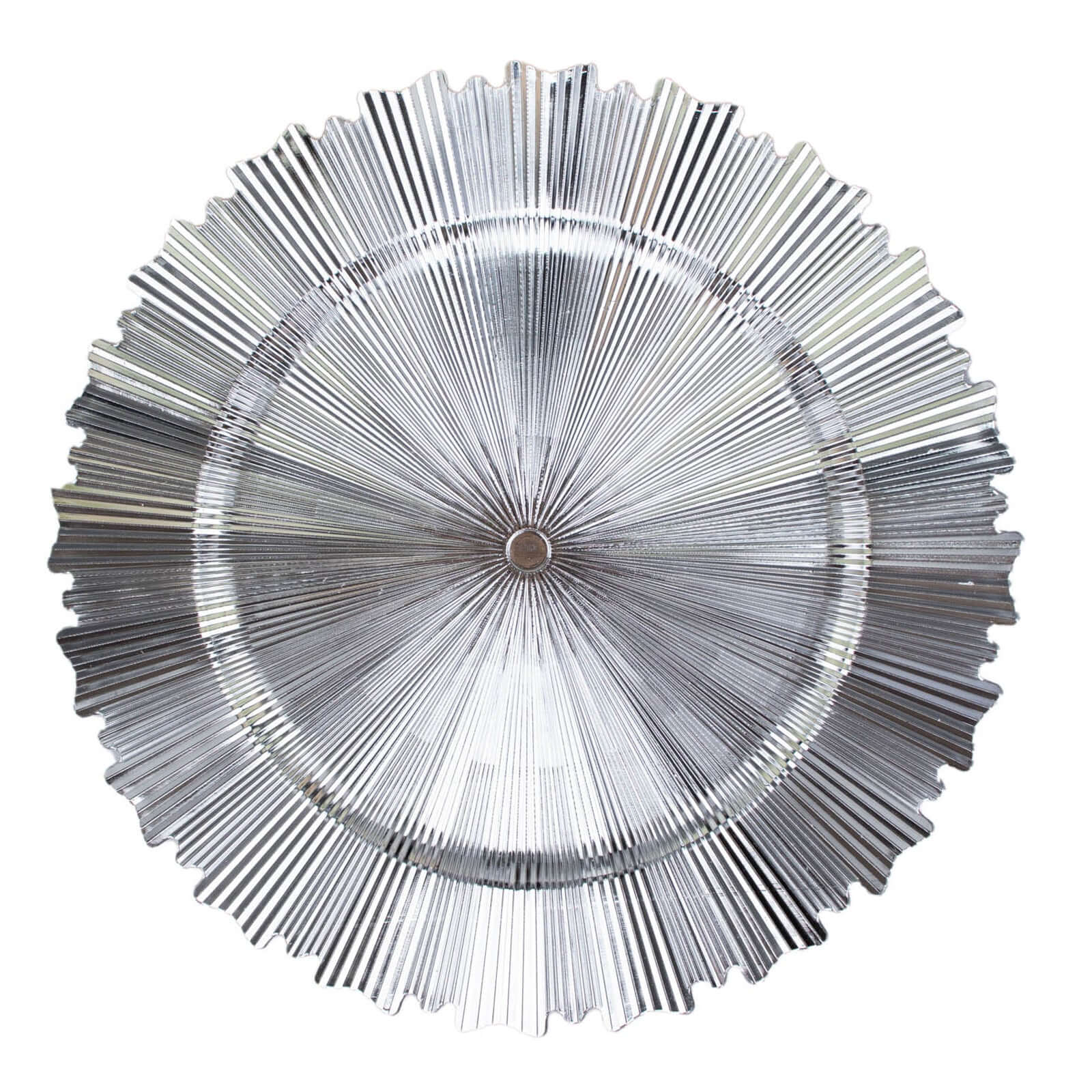 6-Pack Acrylic Plastic Charger Plates 13" Round Metallic Silver with Sunray Scalloped Rim - Dinner Charger Tableware - Image 5