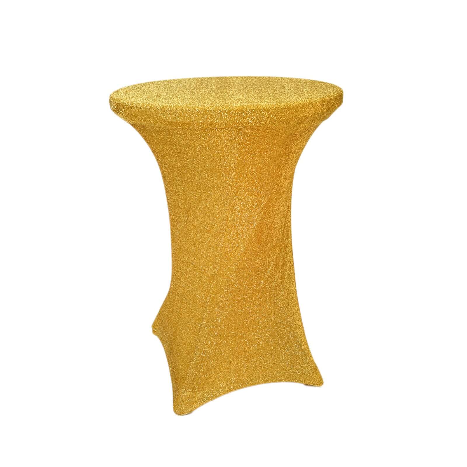 Metallic Spandex Fitted Glitter Cocktail Table Cover 36" Round Gold - Exquisite Stretch Fit for High Top Tables - Image 6