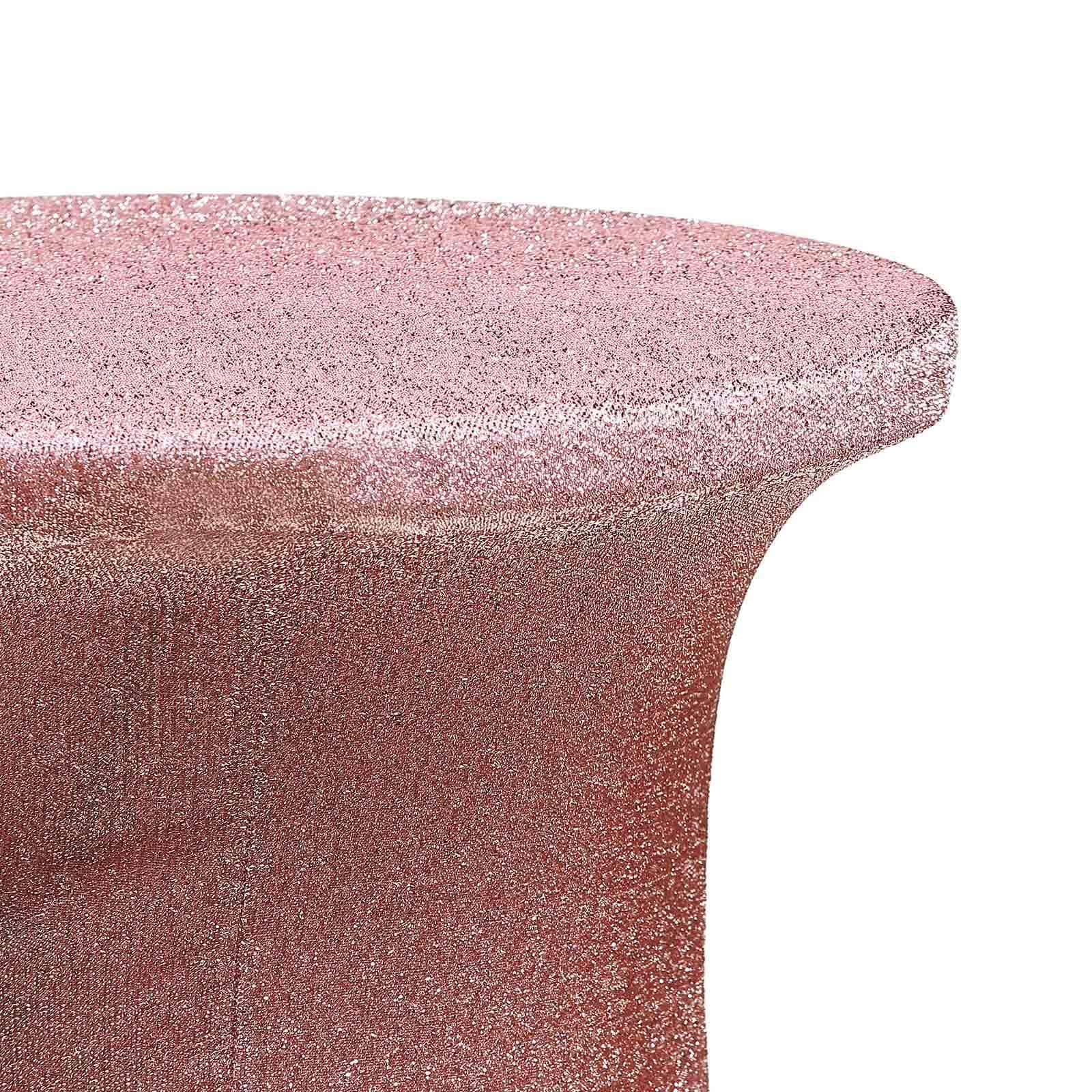 Metallic Spandex Fitted Glitter Cocktail Table Cover 36" Round Rose Gold - Exquisite Stretch Fit for High Top Tables - Image 2