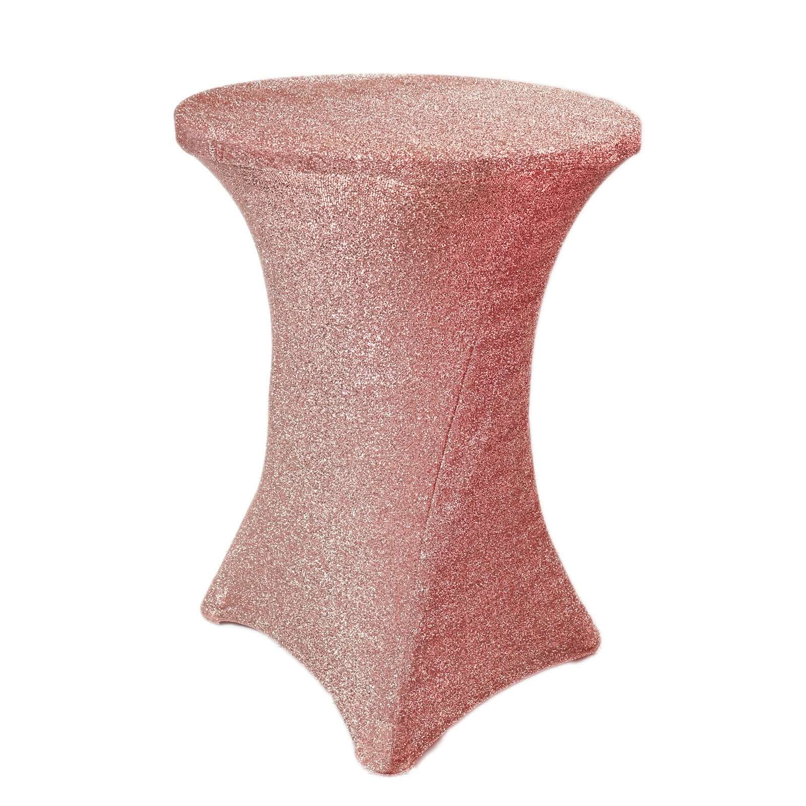 Metallic Spandex Fitted Glitter Cocktail Table Cover 36" Round Rose Gold - Exquisite Stretch Fit for High Top Tables - Image 7