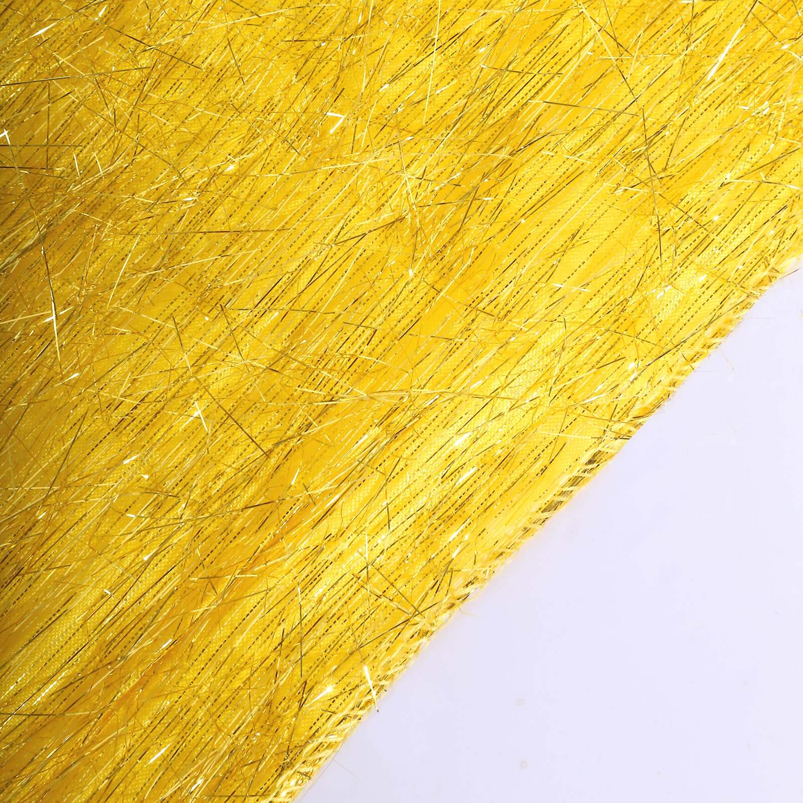 Metallic Tinsel Table Runner 12"x108" Gold Fringe Shag - Shimmery Polyester Event Table Linen - Image 3