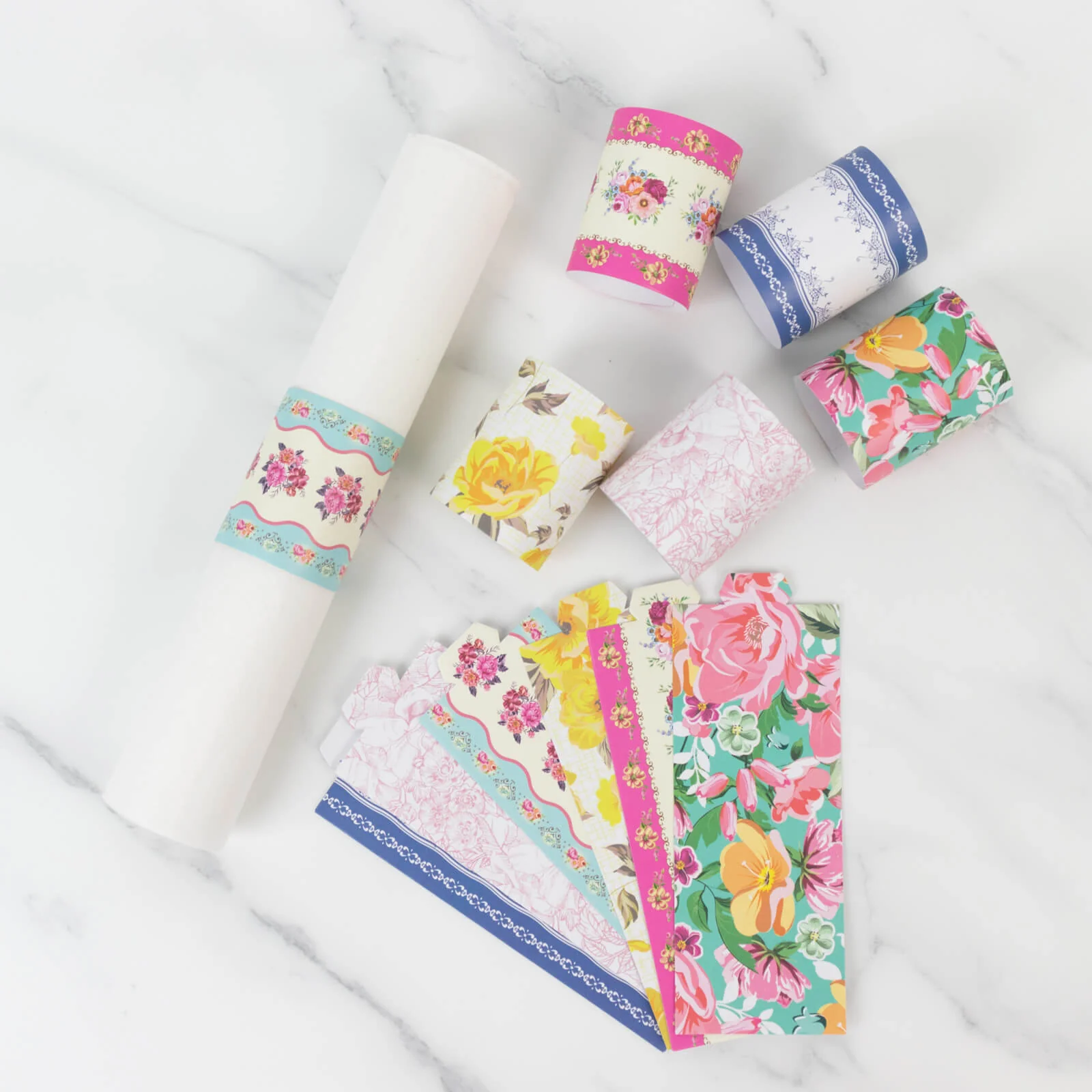 48-Pack Disposable Napkin Rings in Mixed Vintage Floral – Elegant Paper Napkin Holder Bands for Tea Parties, Weddings & Special Occasions - Image 3