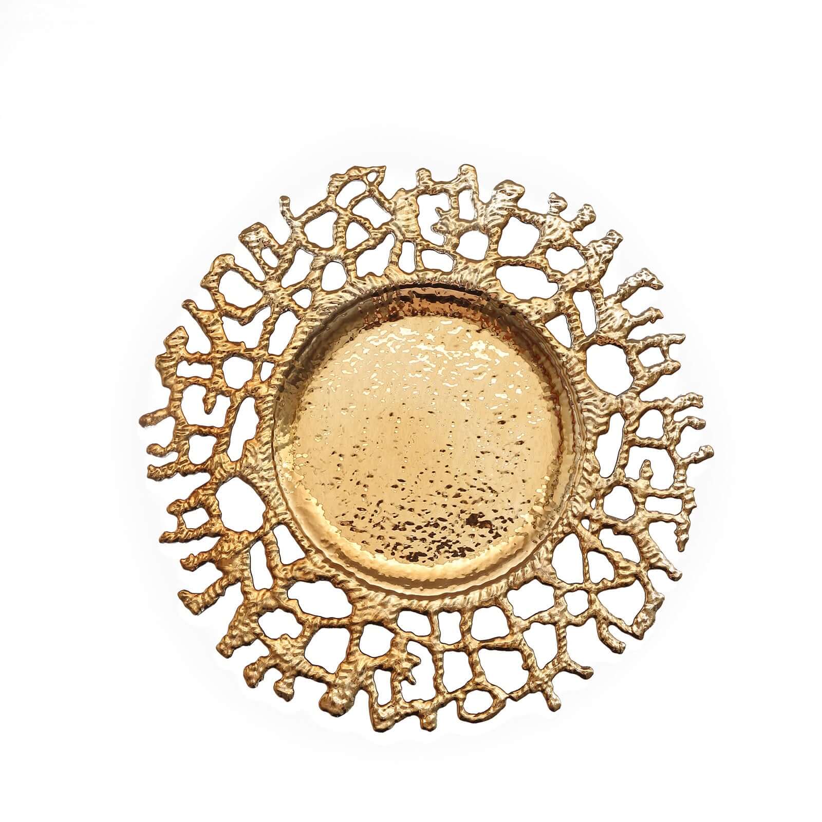 6-Pack Acrylic Charger Plates 13" Round Gold Molten Branch Design - Plastic Hollow Lace Decorative Dinner Party Charger Tableware - Image 7