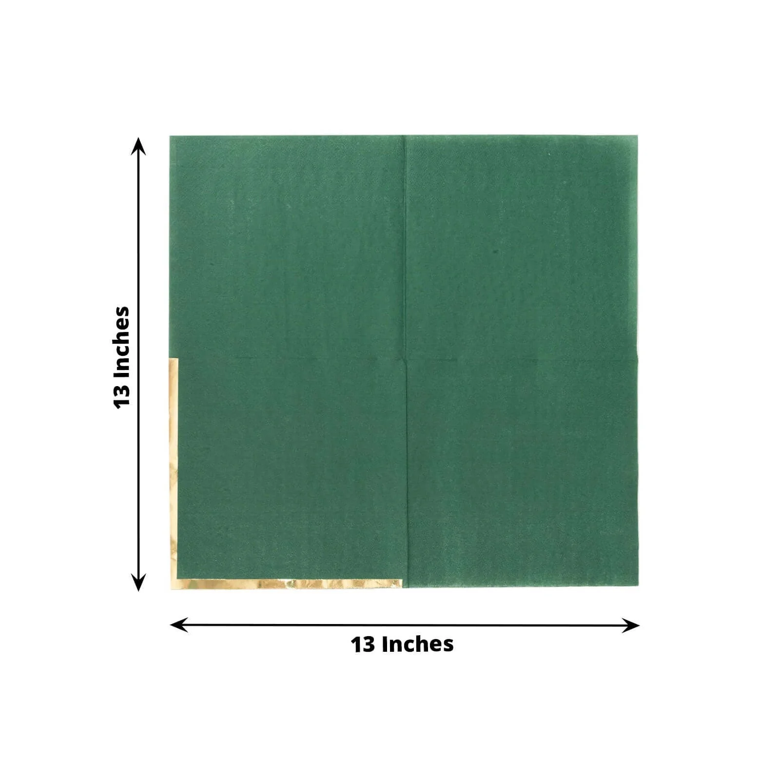 50-Pack Paper Beverage Napkins 2 Ply Hunter Emerald Green with Gold Foil Edge 6.5"x6.5" - Soft Disposable Cocktail Napkins - Image 3