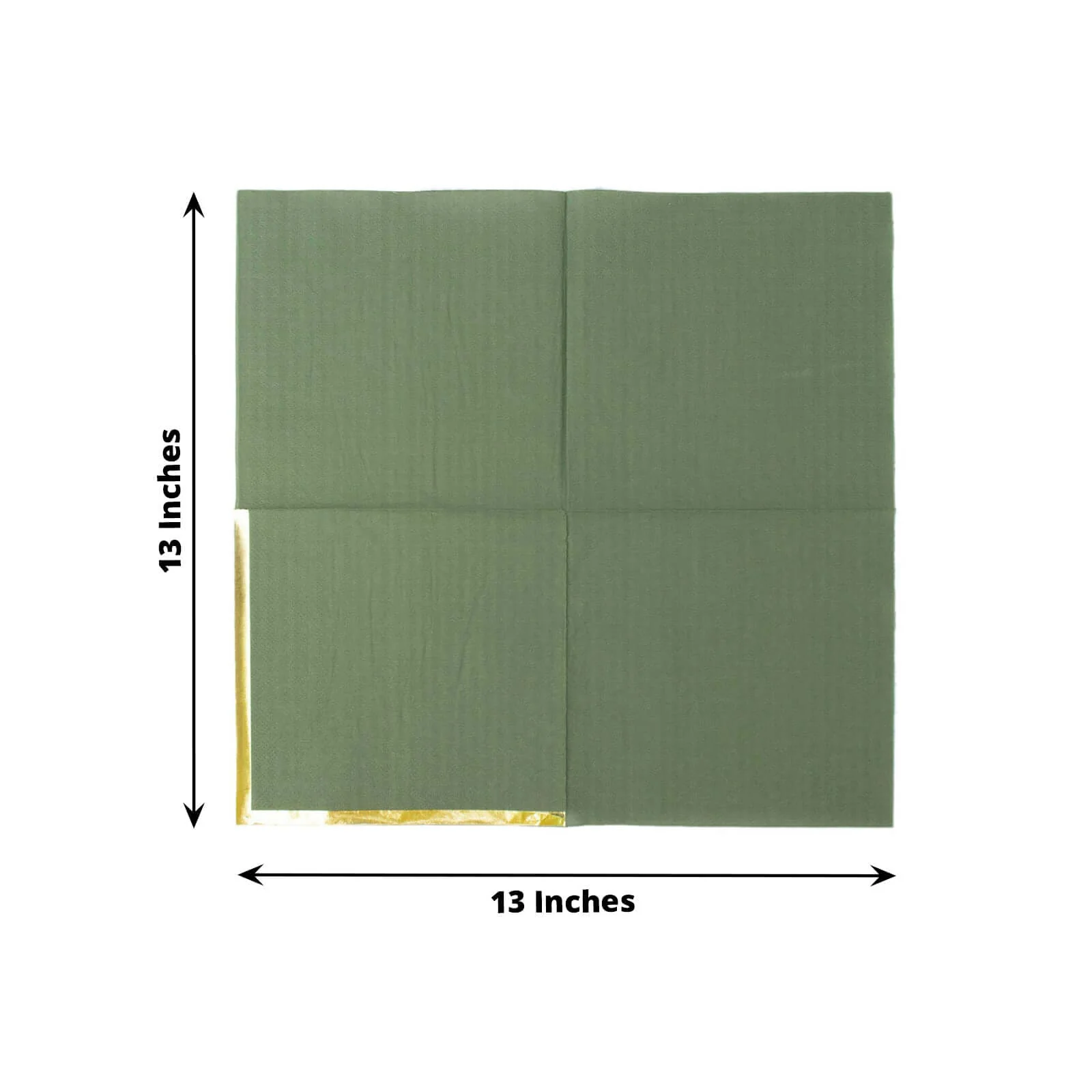 50-Pack Paper Beverage Napkins 2 Ply Olive Green with Gold Foil Edge 6.5"x6.5" - Soft Disposable Cocktail Napkins - Image 3