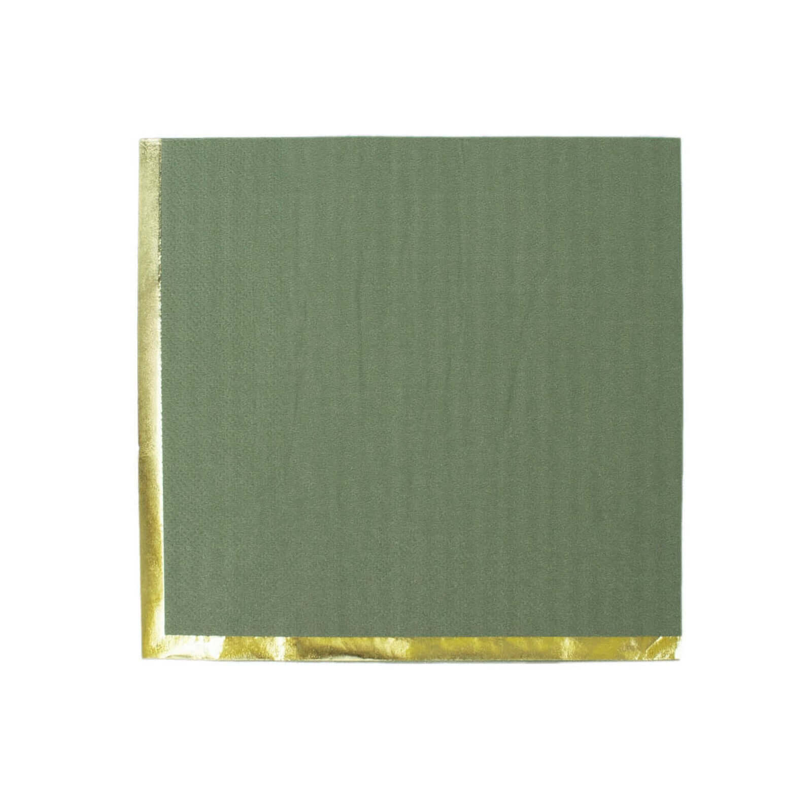 50-Pack Paper Beverage Napkins 2 Ply Olive Green with Gold Foil Edge 6.5"x6.5" - Soft Disposable Cocktail Napkins - Image 7