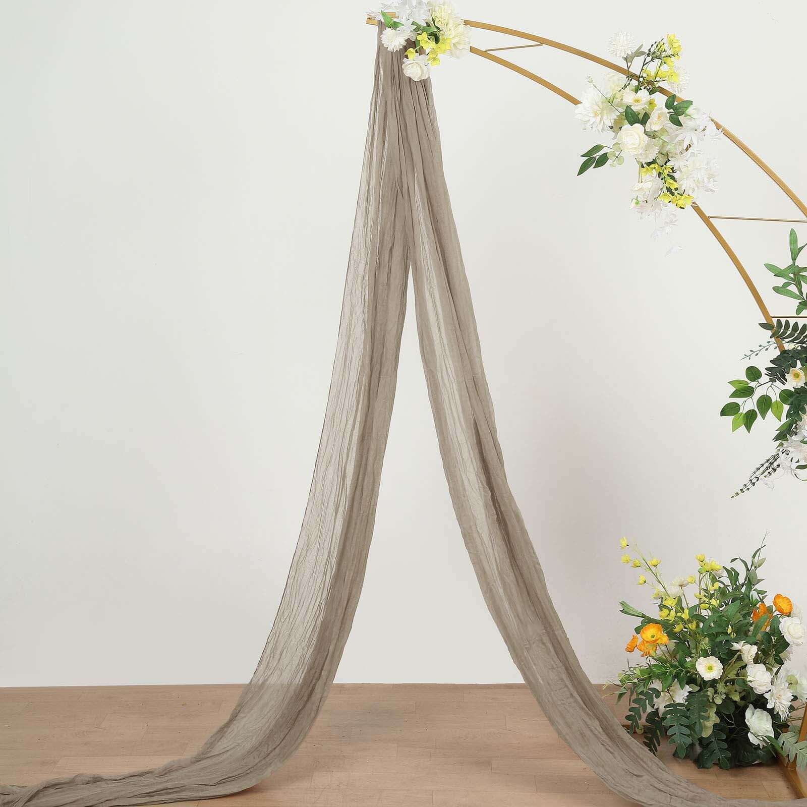 Natural Gauze Cheesecloth Draping Fabric Wedding Arch Decorations, Window Scarf Valance Drapes, Boho Arbor Long Curtain Panel 20ft - Image 2