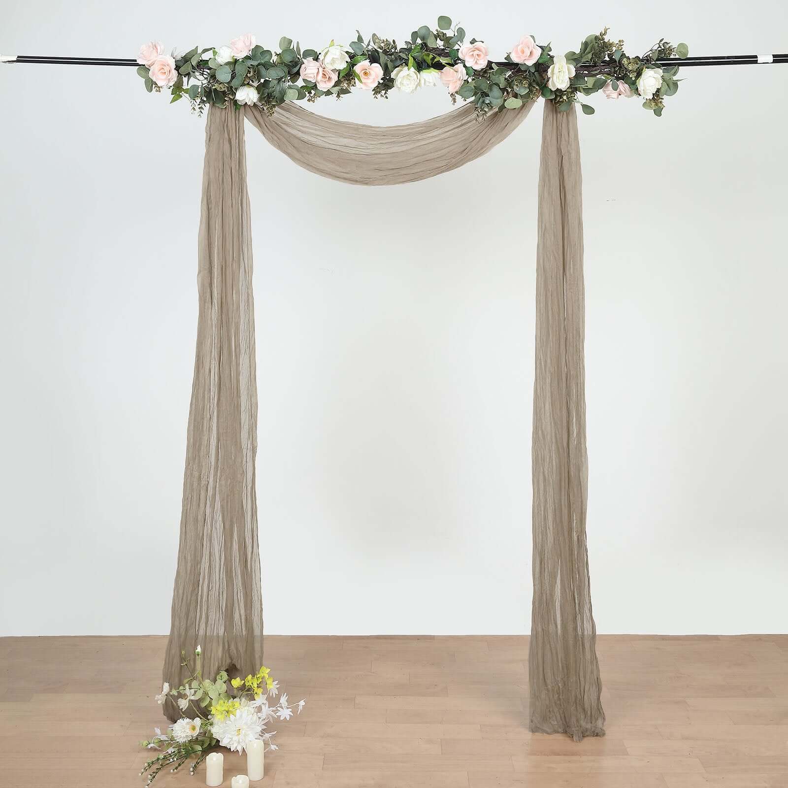Natural Gauze Cheesecloth Draping Fabric Wedding Arch Decorations, Window Scarf Valance Drapes, Boho Arbor Long Curtain Panel 20ft - Image 7