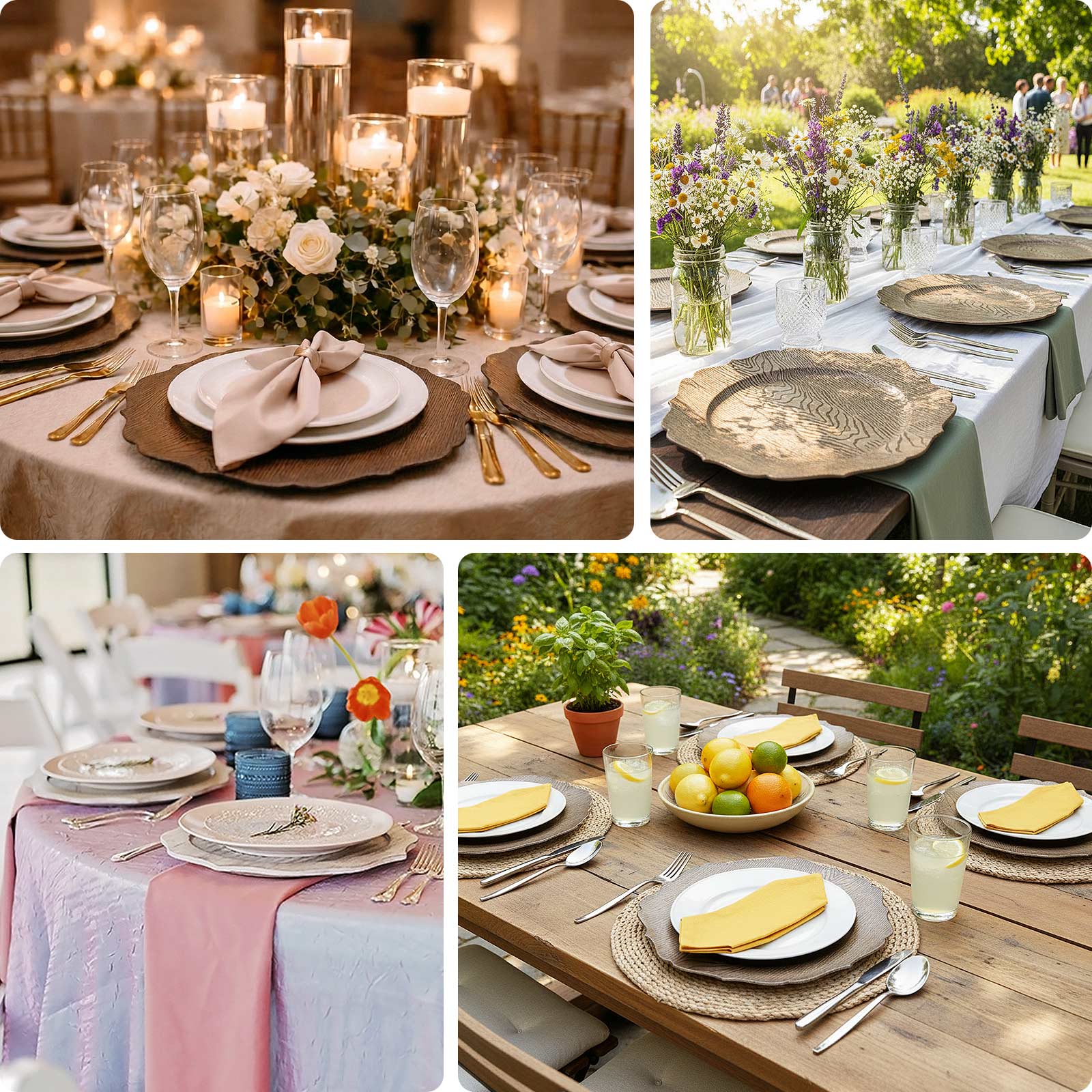 6-Pack Acrylic Charger Plates 13" Round Rustic Natural with Wood Grain Scalloped Rim - Dinner Charger Tableware - Image 5