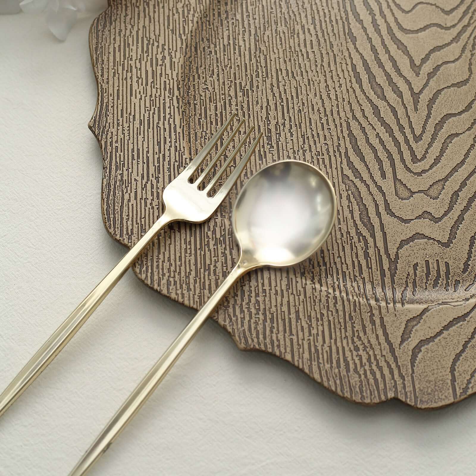 6-Pack Acrylic Charger Plates 13" Round Rustic Natural with Wood Grain Scalloped Rim - Dinner Charger Tableware - Image 9