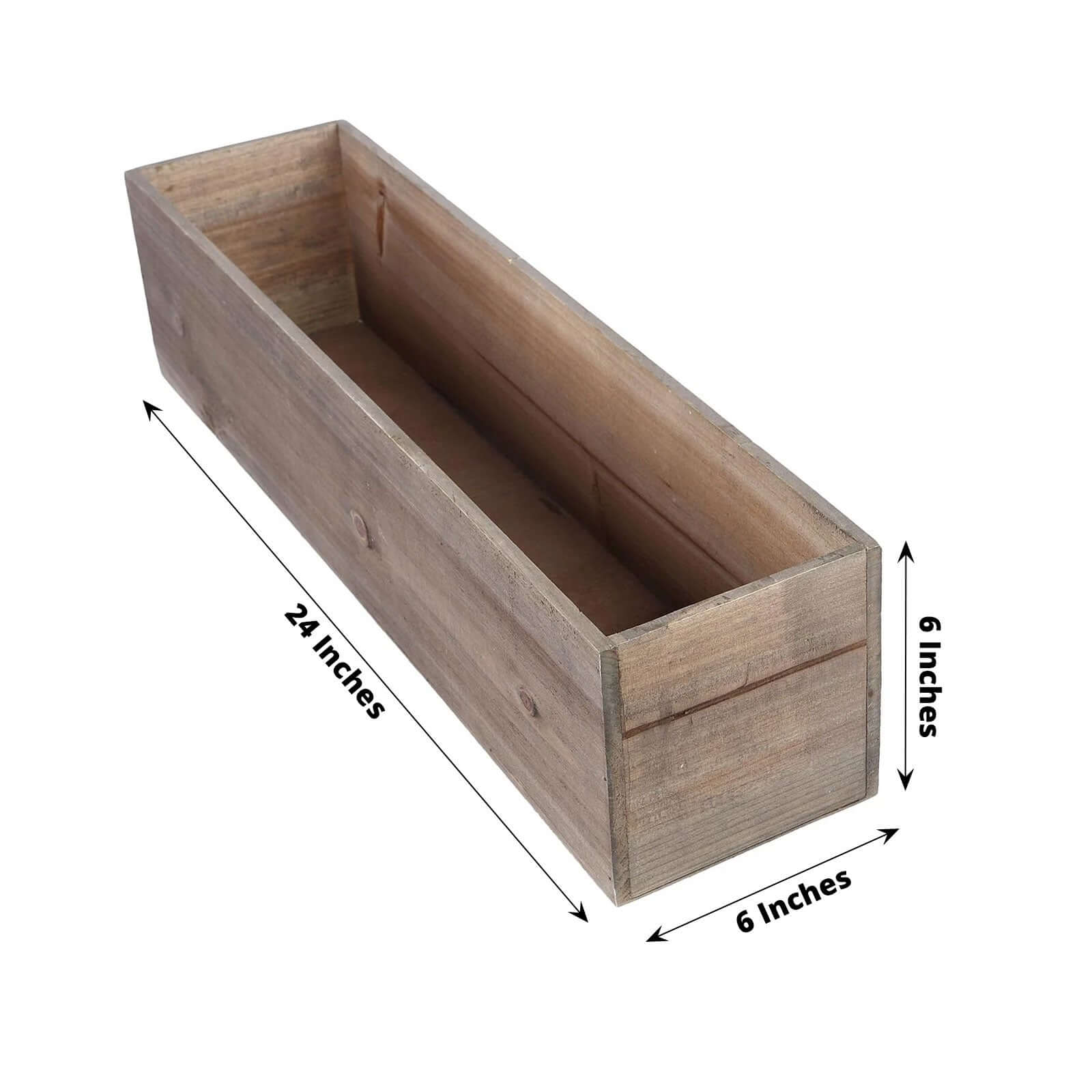 Natural Wood Planter Box Rectangular 24"x6" with Plastic Liner - Stylish Long Accent for Displays - Image 3