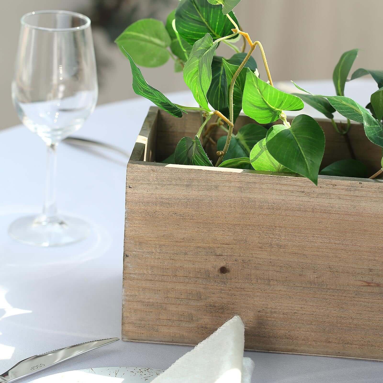 Natural Wood Planter Box Rectangular 24"x6" with Plastic Liner - Stylish Long Accent for Displays - Image 6