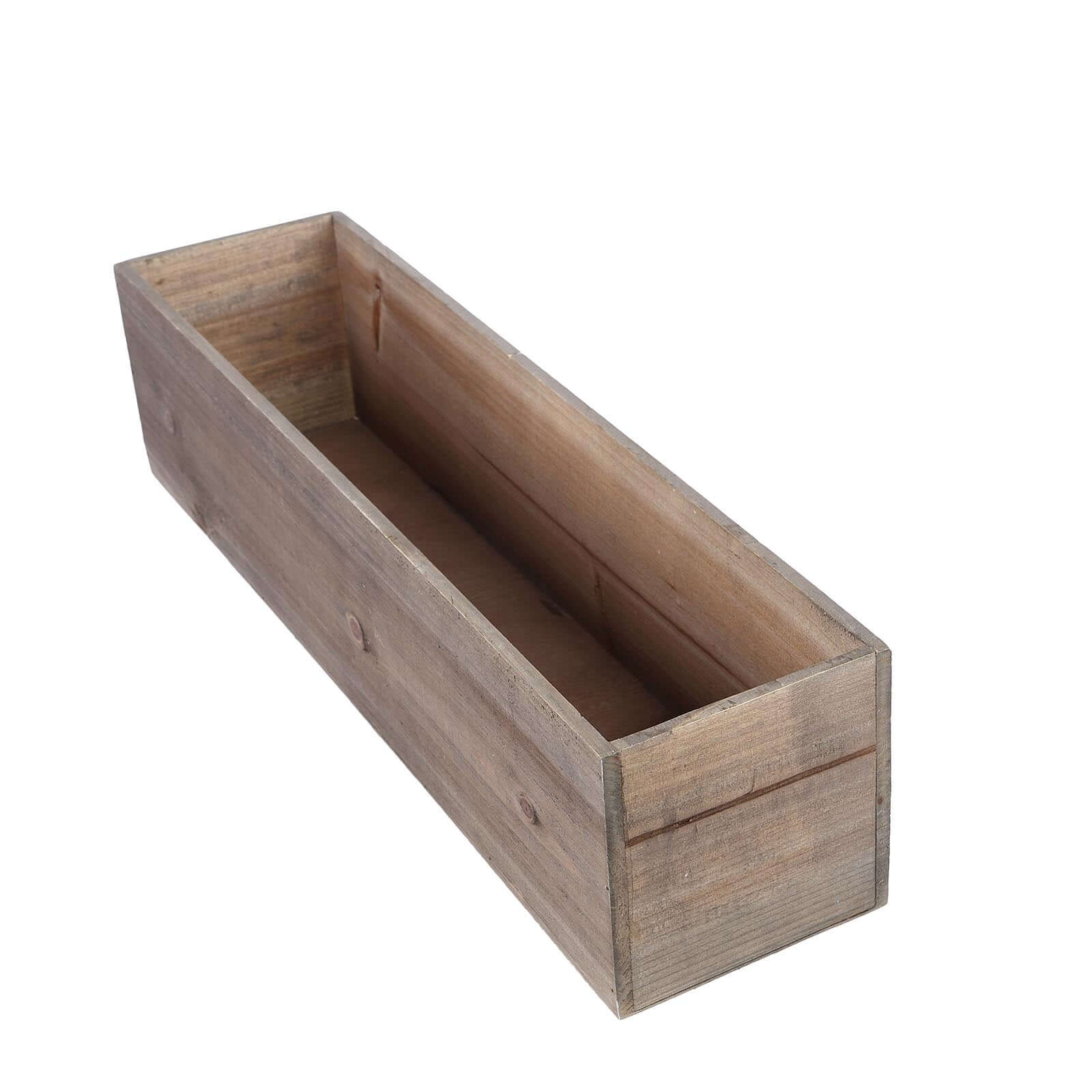 Natural Wood Planter Box Rectangular 24"x6" with Plastic Liner - Stylish Long Accent for Displays - Image 7