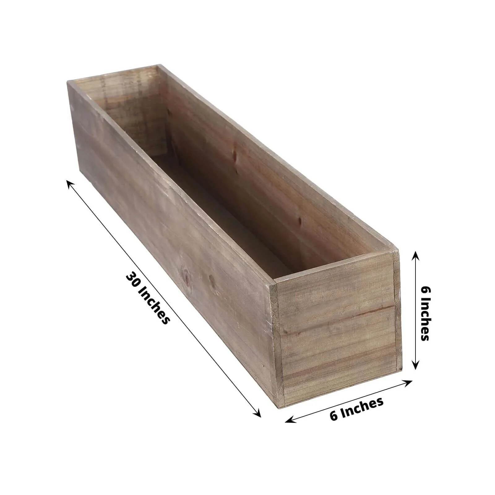 Natural Wood Planter Box Rectangular 30"x6" with Plastic Liner - Stylish Long Accent for Displays - Image 3