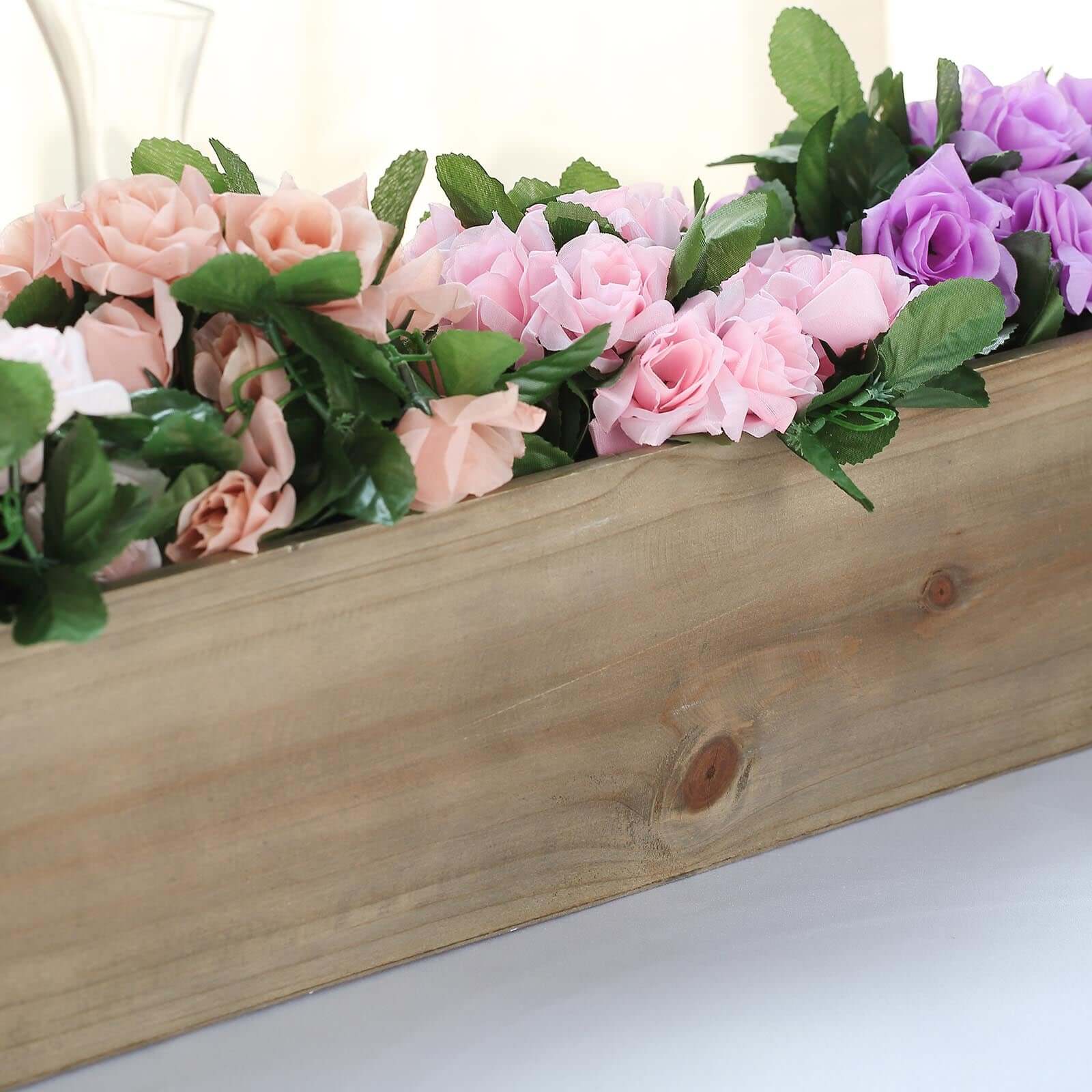 Natural Wood Planter Box Rectangular 30"x6" with Plastic Liner - Stylish Long Accent for Displays - Image 6