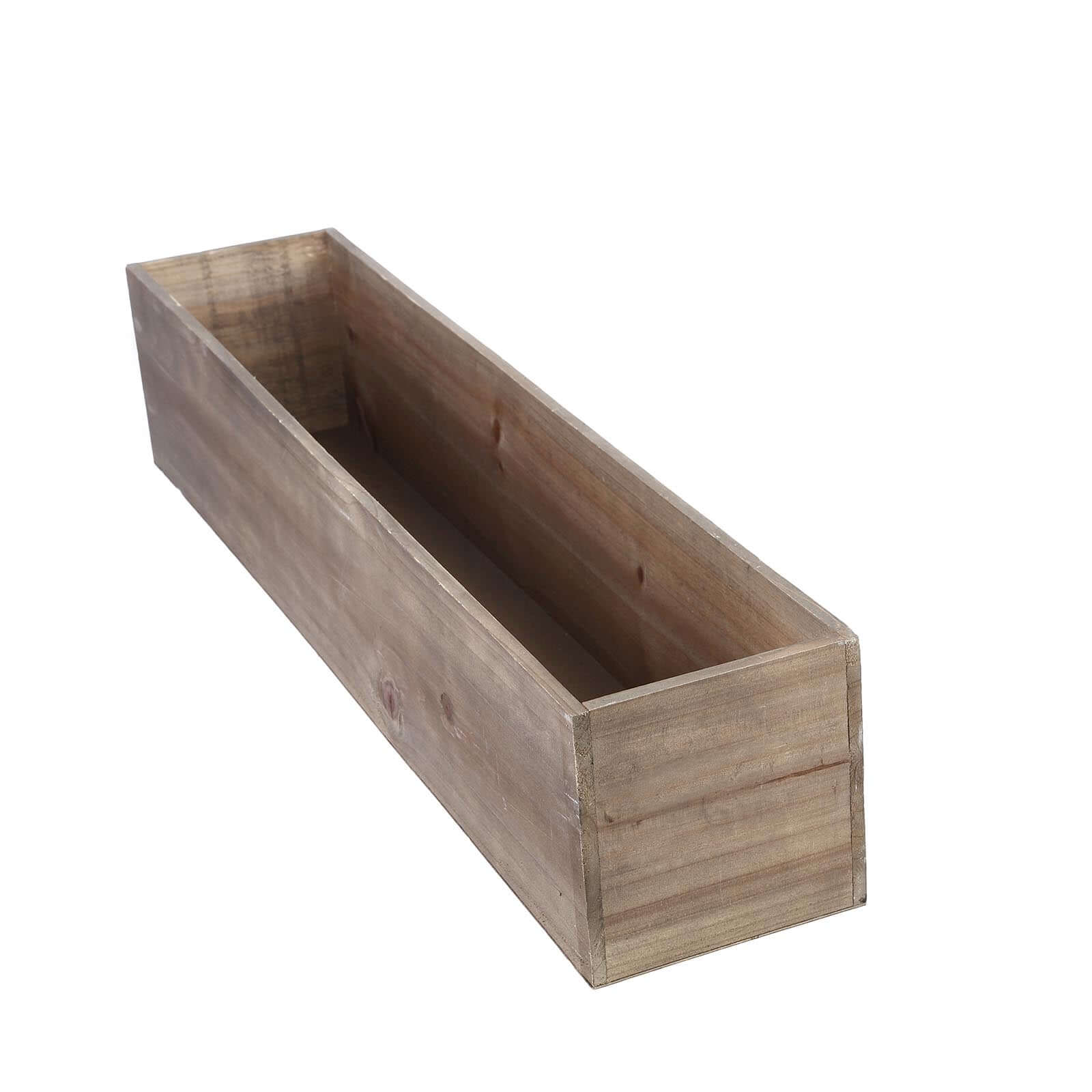Natural Wood Planter Box Rectangular 30"x6" with Plastic Liner - Stylish Long Accent for Displays - Image 8