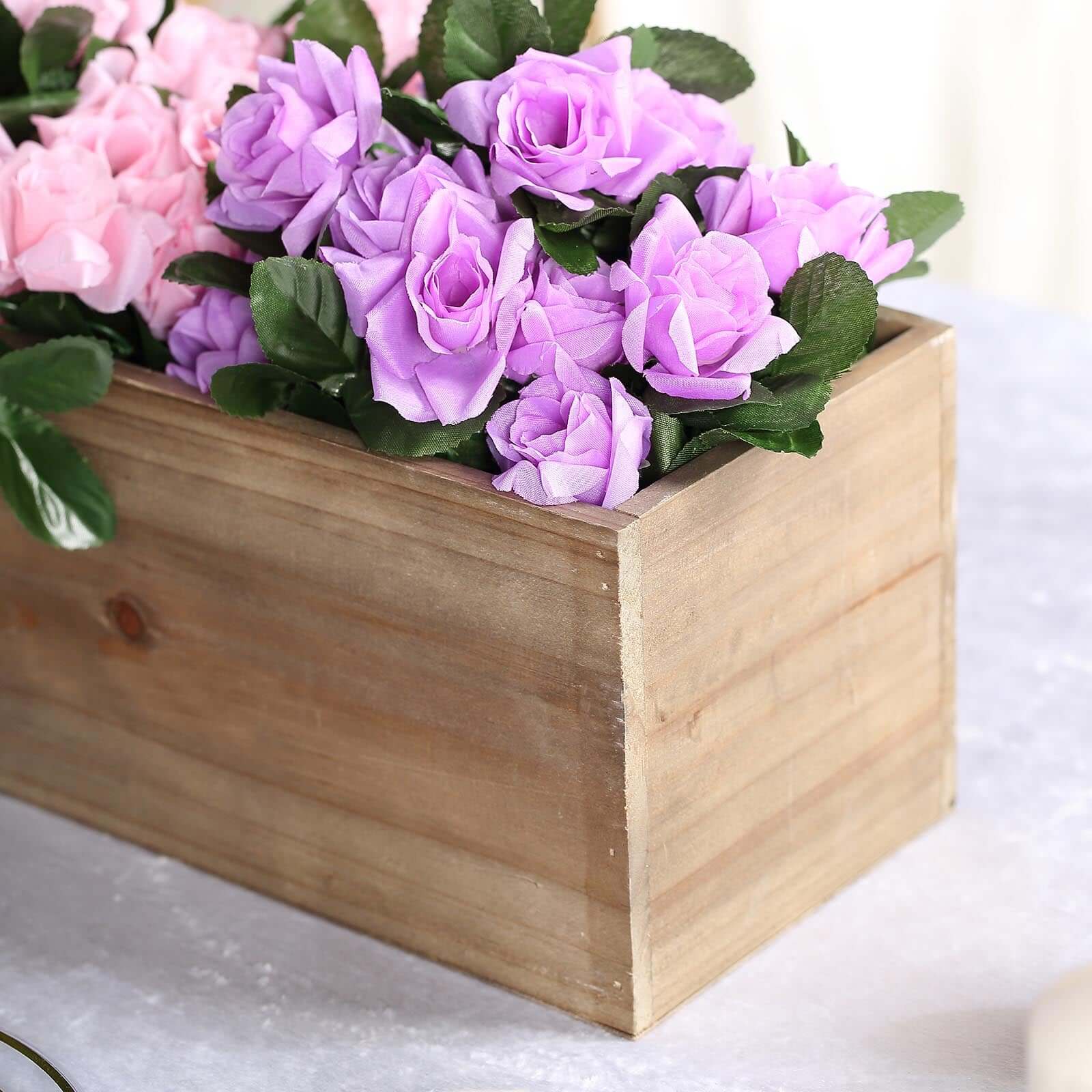 Natural Wood Planter Box Rectangular 30"x6" with Plastic Liner - Stylish Long Accent for Displays - Image 9