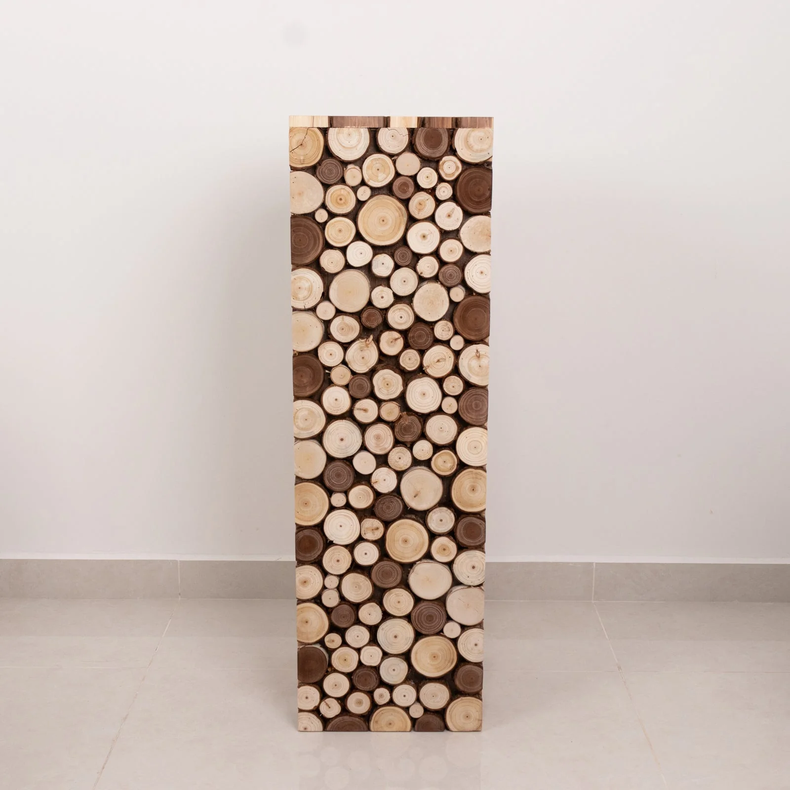 Natural Wooden Slices Pillar Prop Pedestal Stand, Rustic Farmhouse Wood Riser Rectangular Plant Stand - 36" - Image 2