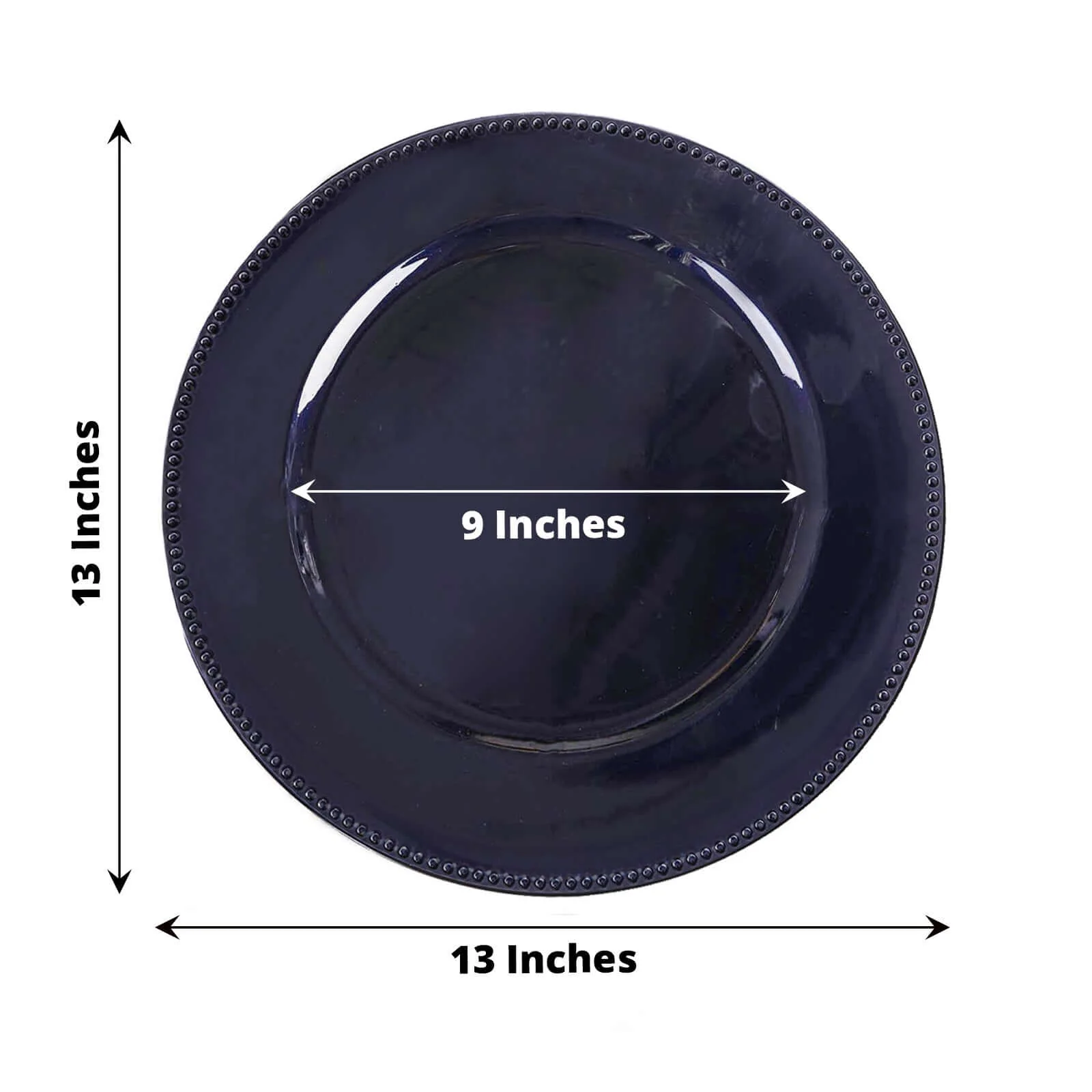 6-Pack Acrylic Charger Plates 13" Round Navy Blue Beaded Rim - Dinner Charger Tabletop Decor - Image 3