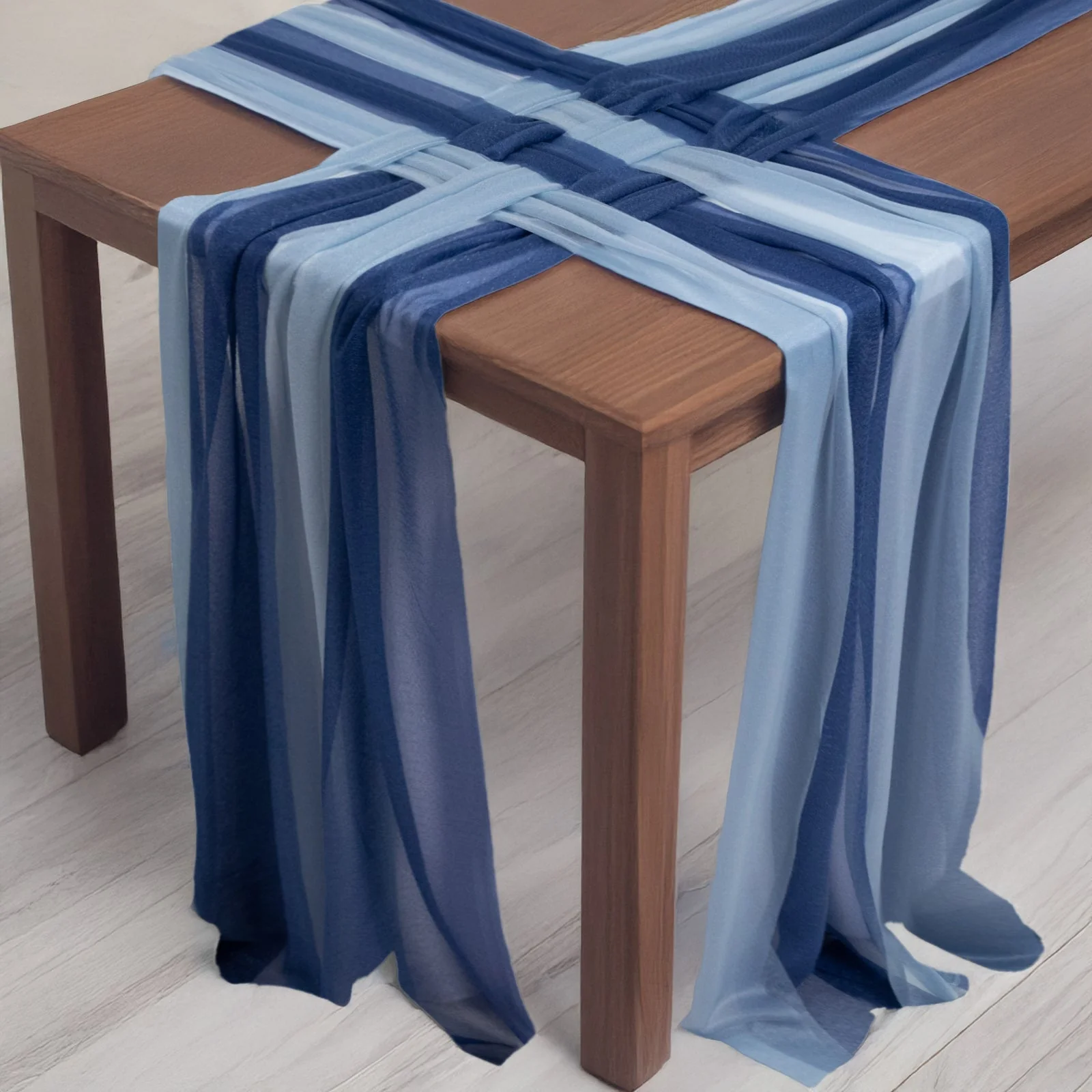 20-Pack Sheer Table Runners Navy Blue & Dusty Blue, 9ft Long Sheer Drapes Table Decor, Wrinkle-Free - Image 2