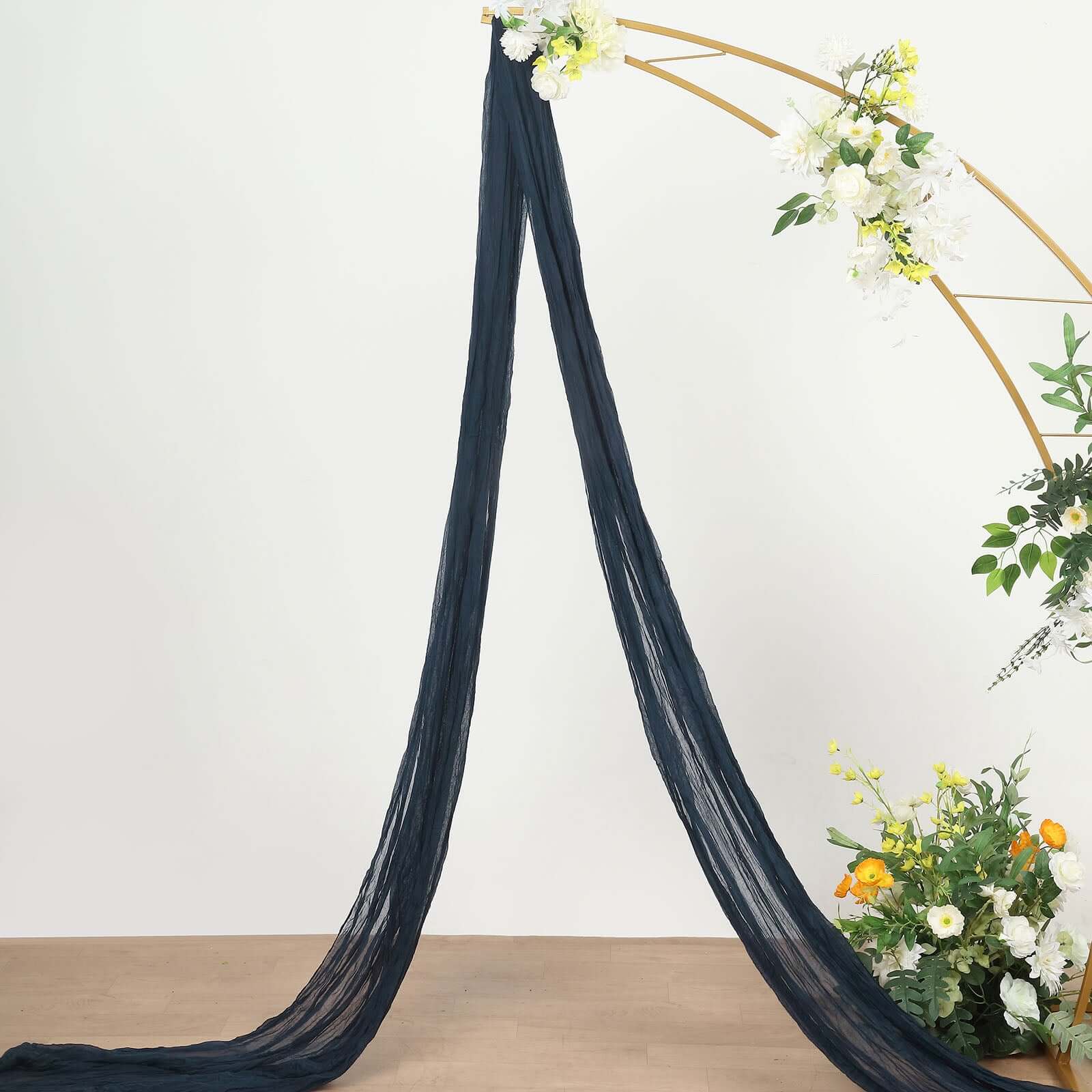 Navy Blue Gauze Cheesecloth Draping Fabric Wedding Arch Decorations, Window Scarf Valance Drapes, Boho Arbor Long Curtain Panel 20ft - Image 2