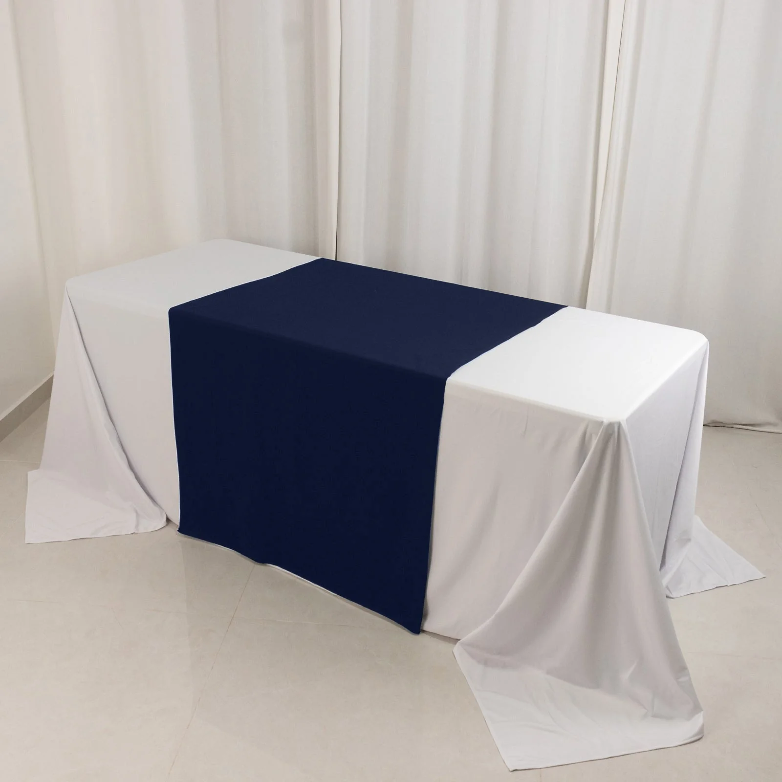 Wide Polyester Table Runner 36"x72" Navy Blue - Durable Trade Show and Exhibitions Table Decor