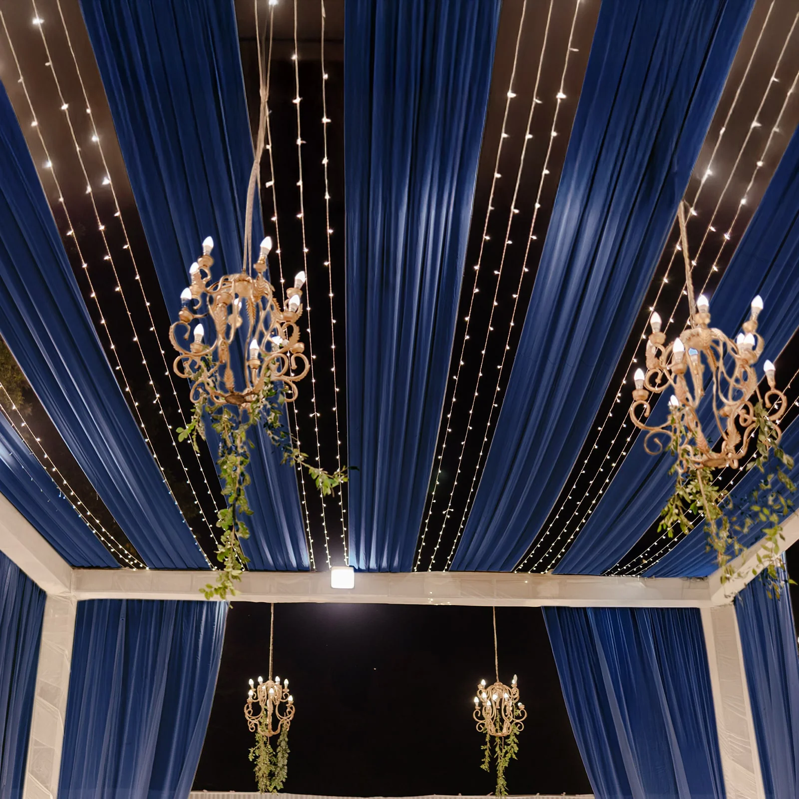 Sheer Wedding Arch Drape – 5ftx32ft Navy Blue Sheer Curtain Backdrop, Ceiling Drapery Panel - Image 8