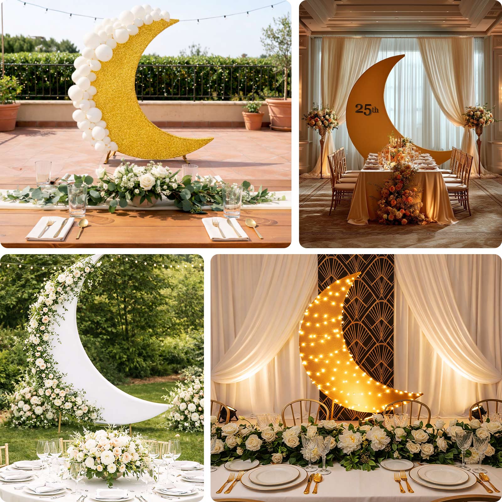 Navy Blue Spandex Crescent Moon Wedding Arch Cover, Custom Stretch Fitted Chiara Backdrop Stand Cover - 6.5ft - Image 5