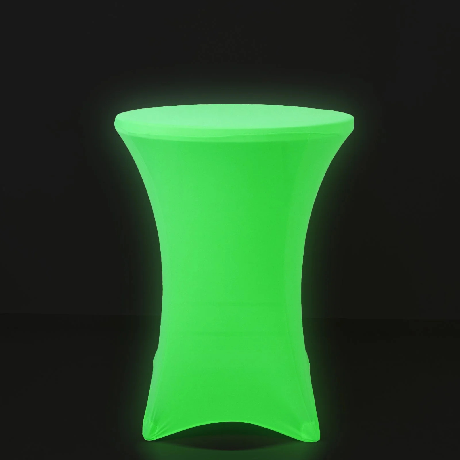 Glow Neon Green Fitted Round Cocktail Table Cover 30" Spandex, Wrinkle-Free Cover - Image 2