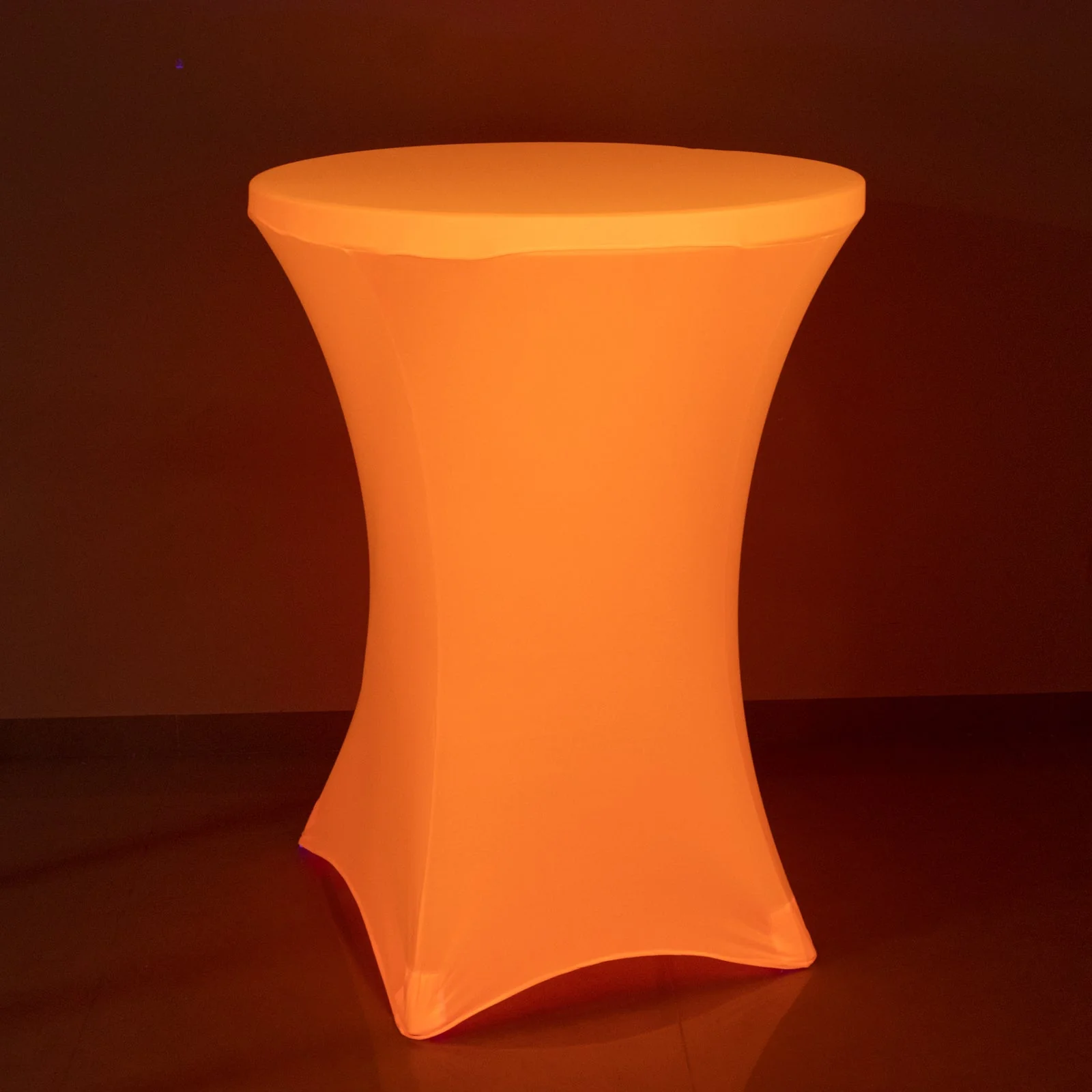 Glow Neon Orange Fitted Round Cocktail Table Cover 30" Spandex, Wrinkle-Free Cover