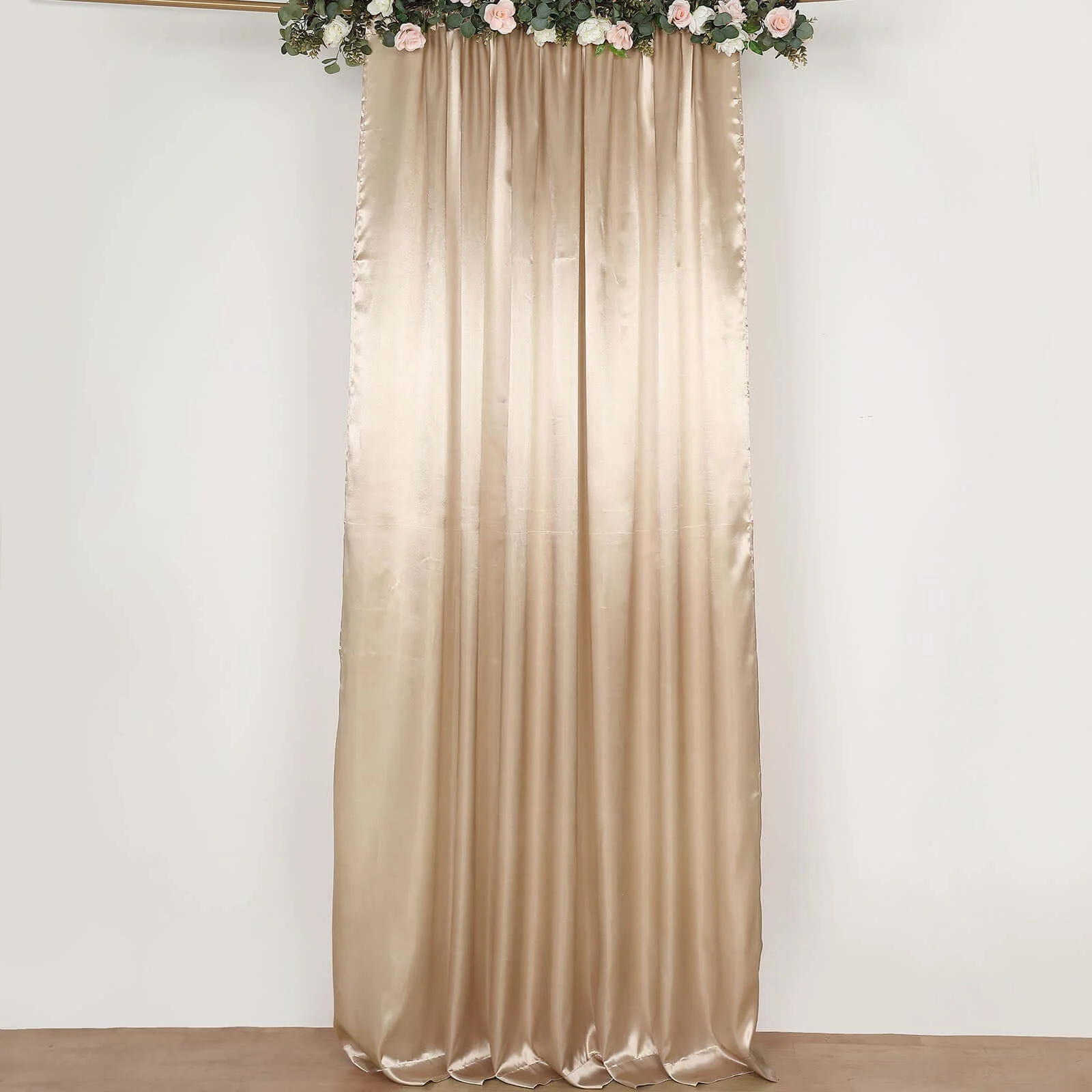 Nude Satin Backdrop Drape Curtain, Photo Booth Event Divider Panel - 8ftx10ft - Image 6
