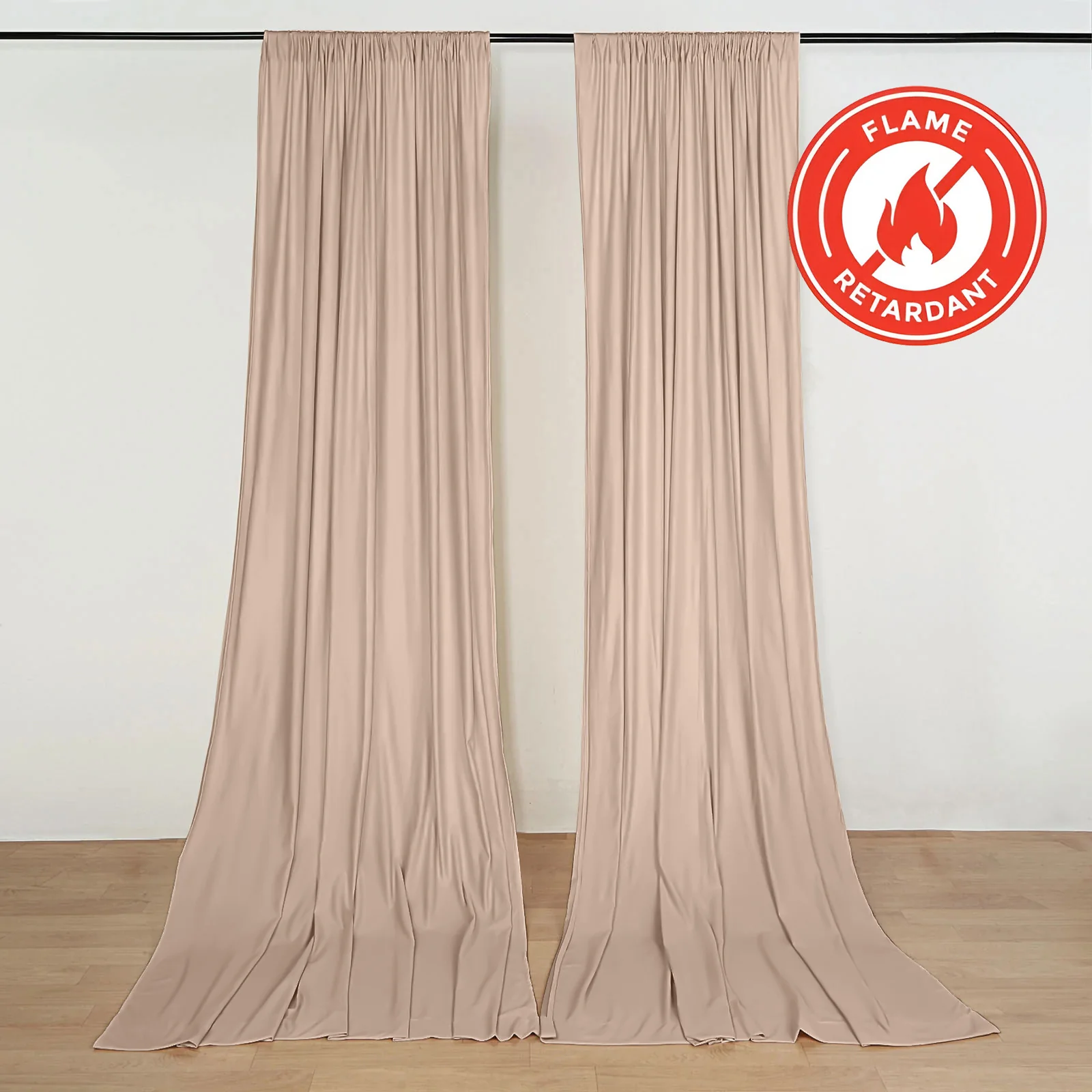 2 Pack 5ftx10ft Nude Scuba Polyester Backdrop Drape Curtains, Durable Flame Resistant Event Divider Panels Wrinkle Free With Rod Pockets