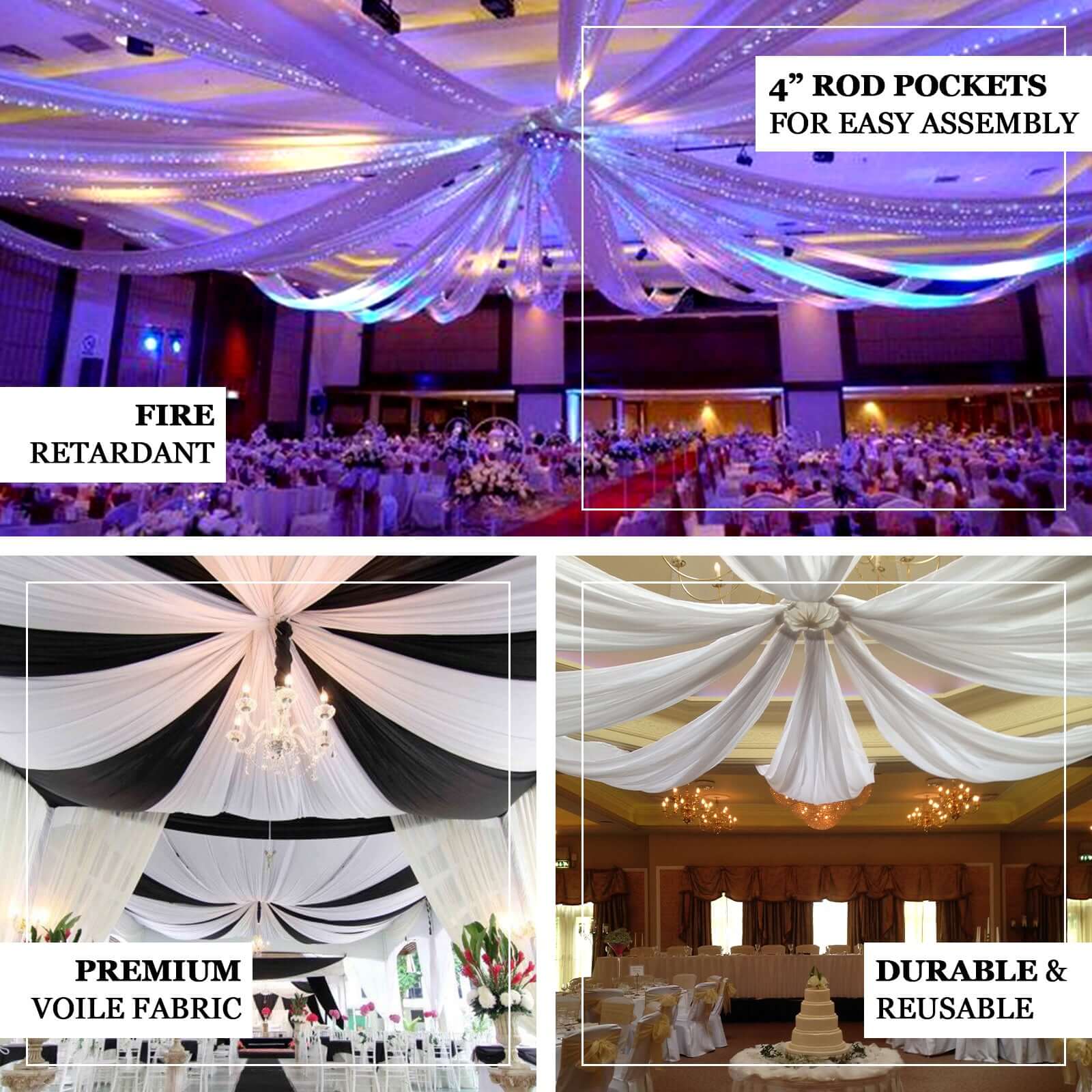 Nude Sheer Durable Flame Resistant Ceiling/Curtain Draping Panels 10ftx20ft - Image 4